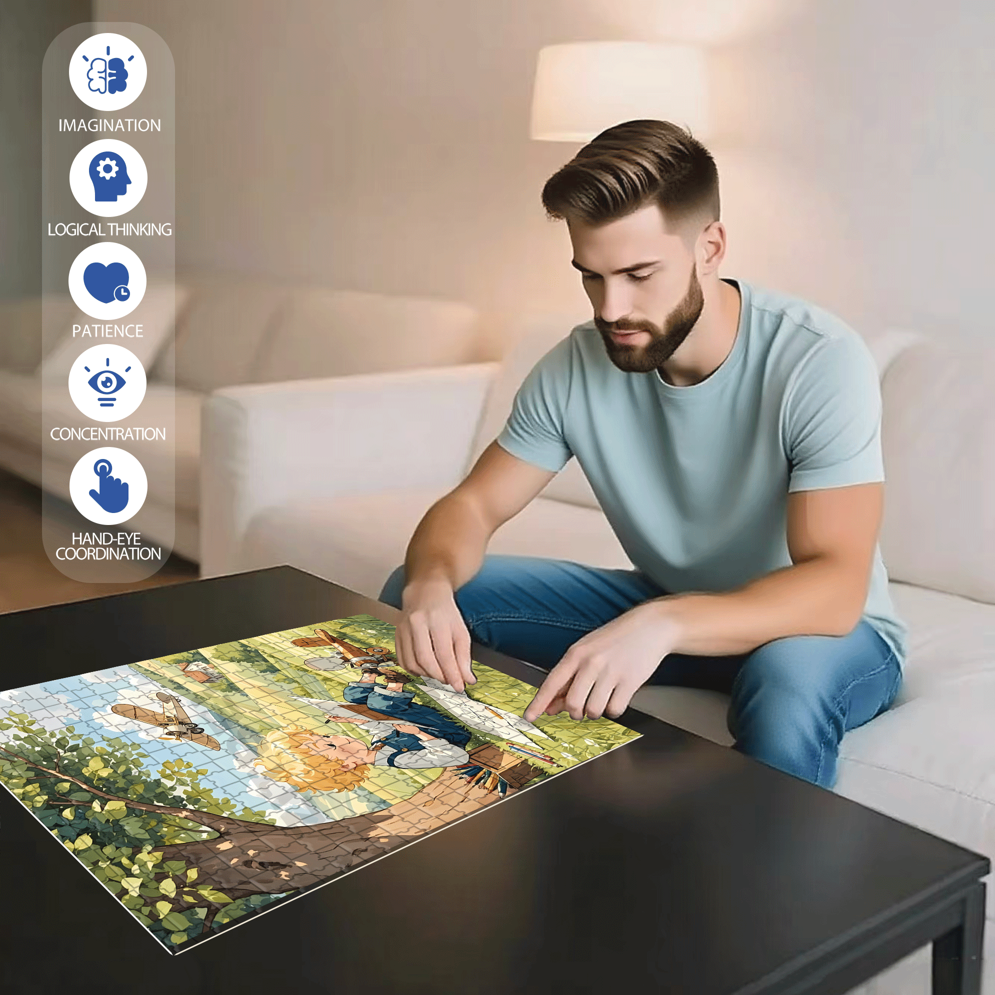 Draw An Airplane 500pcs/1000pcs Jigsaw Puzzle, Scratch-Resistant, Interactive Family Game & Brain-Boosting DIY Decor, Perfect for Halloween, Christmas & New Year Gifts, Family Puzzle Game
