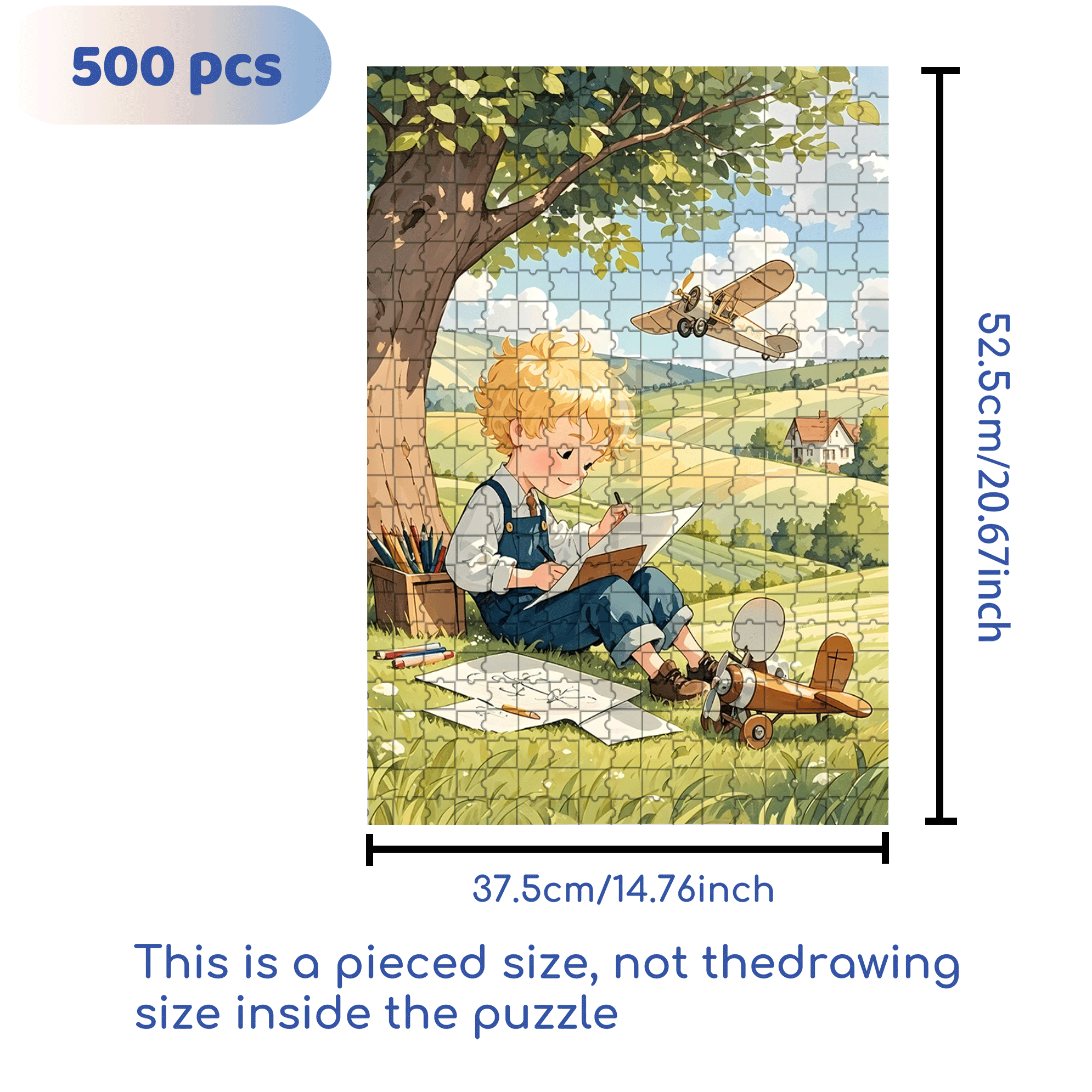 Draw An Airplane 500pcs/1000pcs Jigsaw Puzzle, Scratch-Resistant, Interactive Family Game & Brain-Boosting DIY Decor, Perfect for Halloween, Christmas & New Year Gifts, Family Puzzle Game
