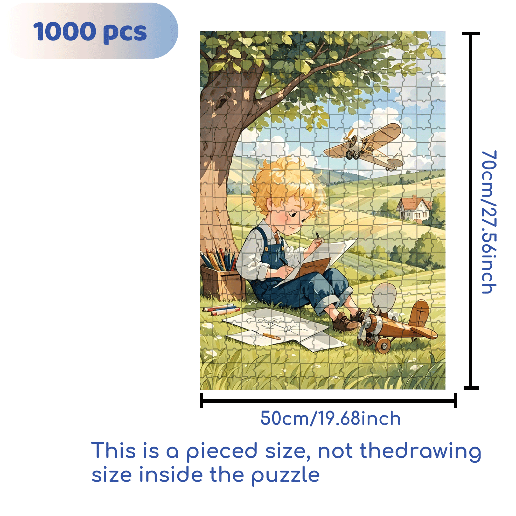 Draw An Airplane 500pcs/1000pcs Jigsaw Puzzle, Scratch-Resistant, Interactive Family Game & Brain-Boosting DIY Decor, Perfect for Halloween, Christmas & New Year Gifts, Family Puzzle Game