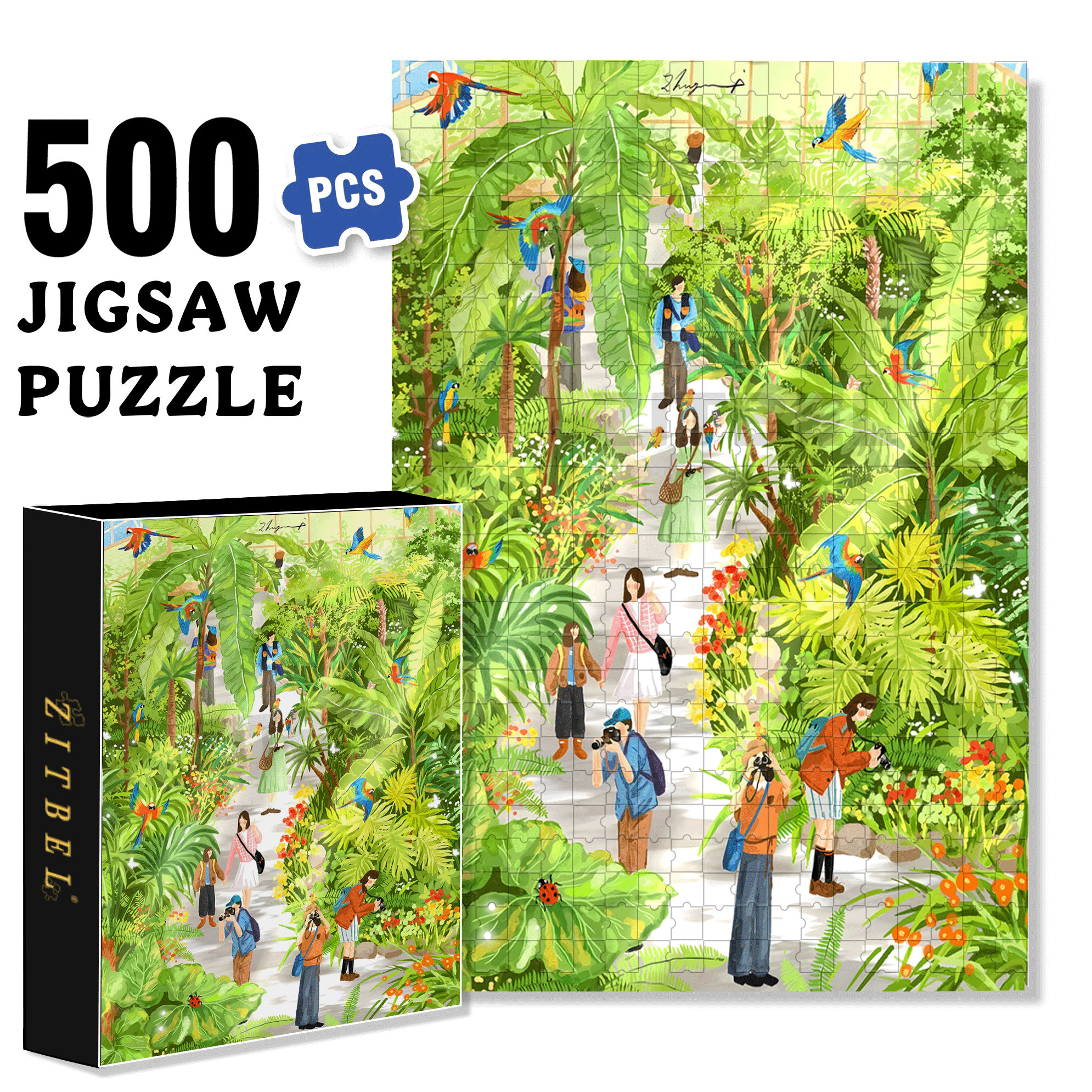 Encountering The Tropics 500pcs/1000pcs Jigsaw Puzzle, Scratch-Resistant, Interactive Family Game & Brain-Boosting DIY Decor, Perfect for Halloween, Christmas & New Year Gifts, Family Puzzle Game