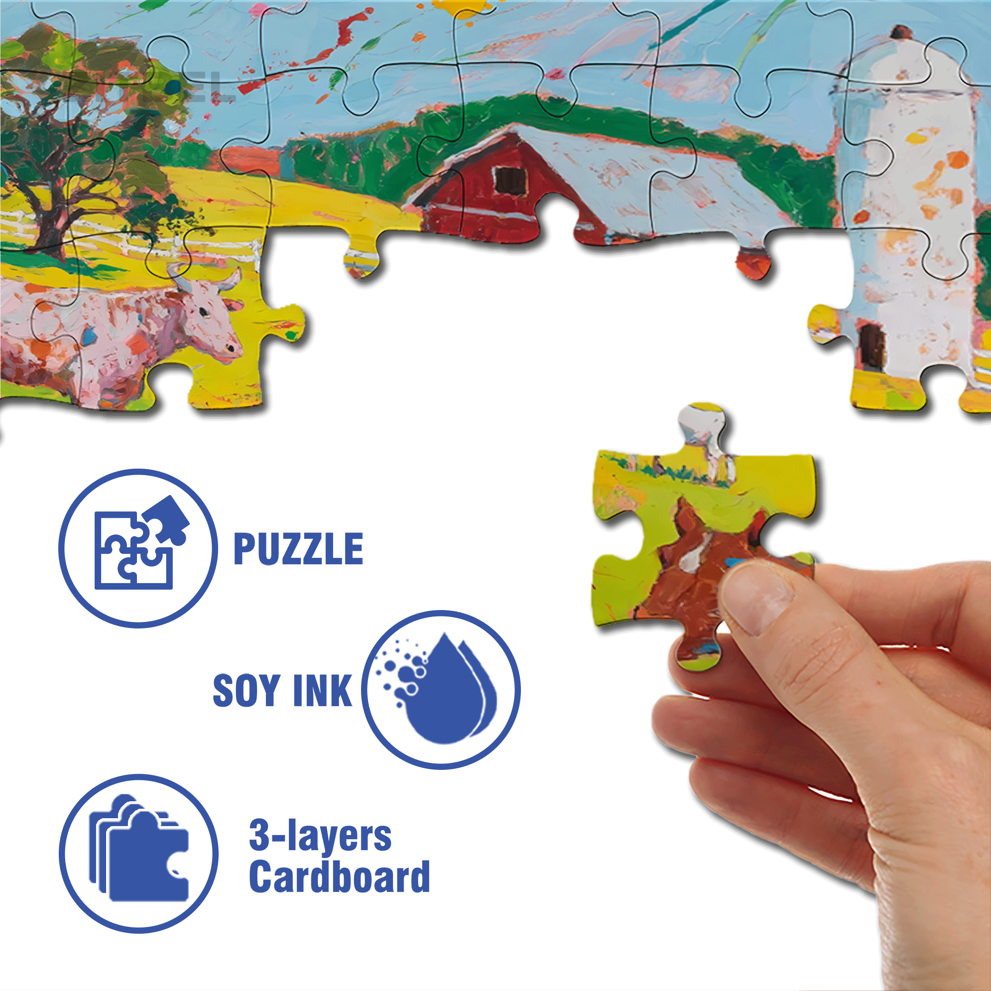 Farm Animals 2 500pcs/1000pcs Jigsaw Puzzle, Scratch-Resistant, Interactive Family Game & Brain-Boosting DIY Decor, Perfect for Halloween, Christmas & New Year Gifts, Family Puzzle Game
