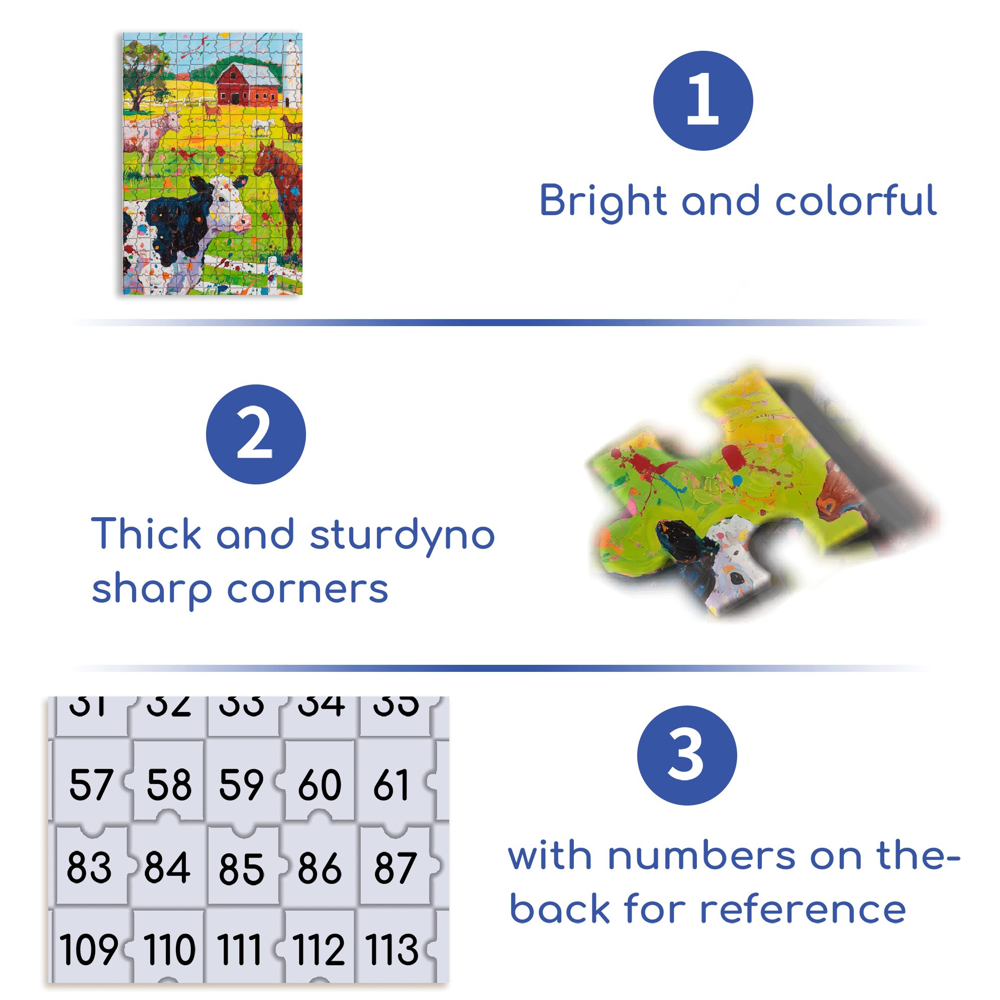 Farm Animals 2 500pcs/1000pcs Jigsaw Puzzle, Scratch-Resistant, Interactive Family Game & Brain-Boosting DIY Decor, Perfect for Halloween, Christmas & New Year Gifts, Family Puzzle Game