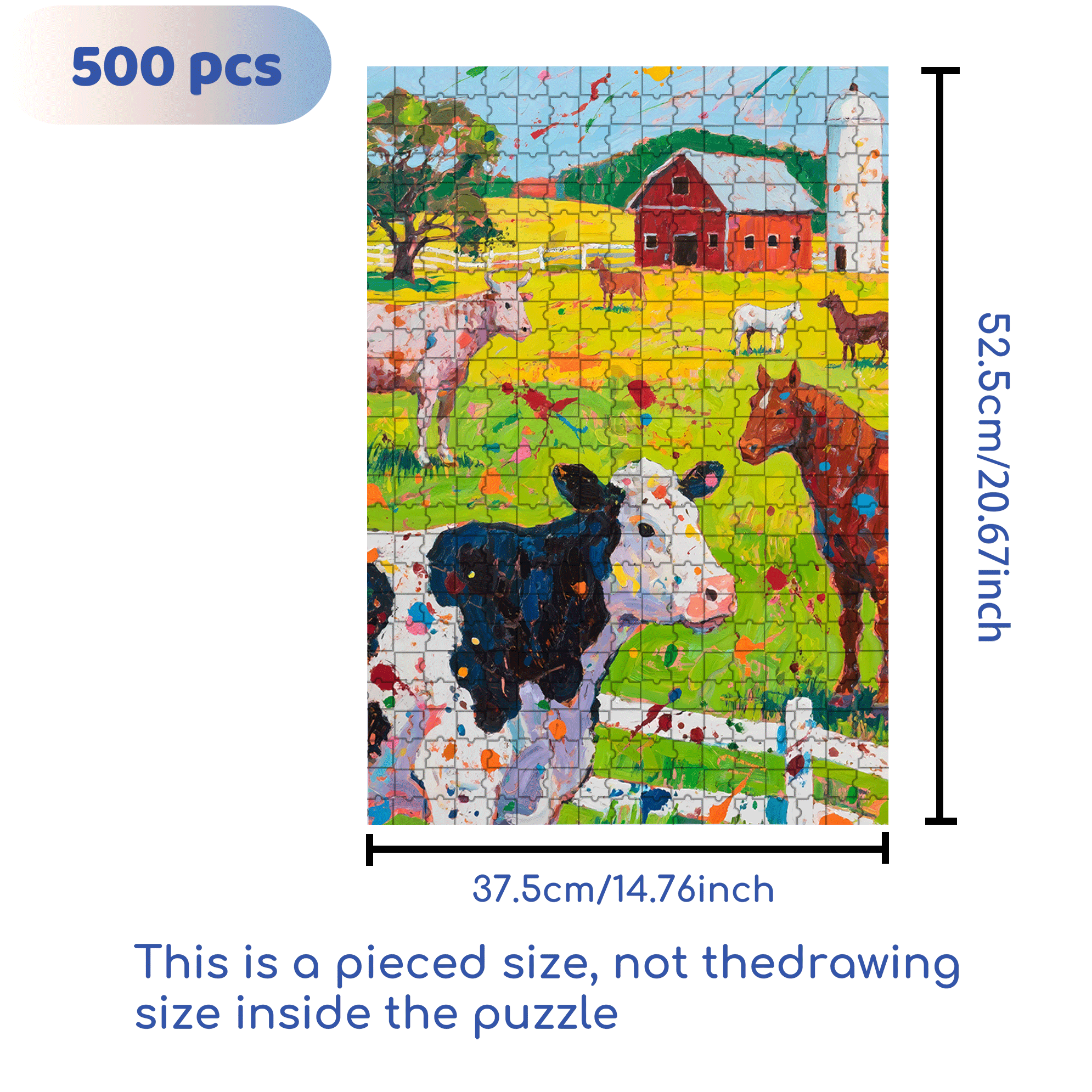 Farm Animals 2 500pcs/1000pcs Jigsaw Puzzle, Scratch-Resistant, Interactive Family Game & Brain-Boosting DIY Decor, Perfect for Halloween, Christmas & New Year Gifts, Family Puzzle Game