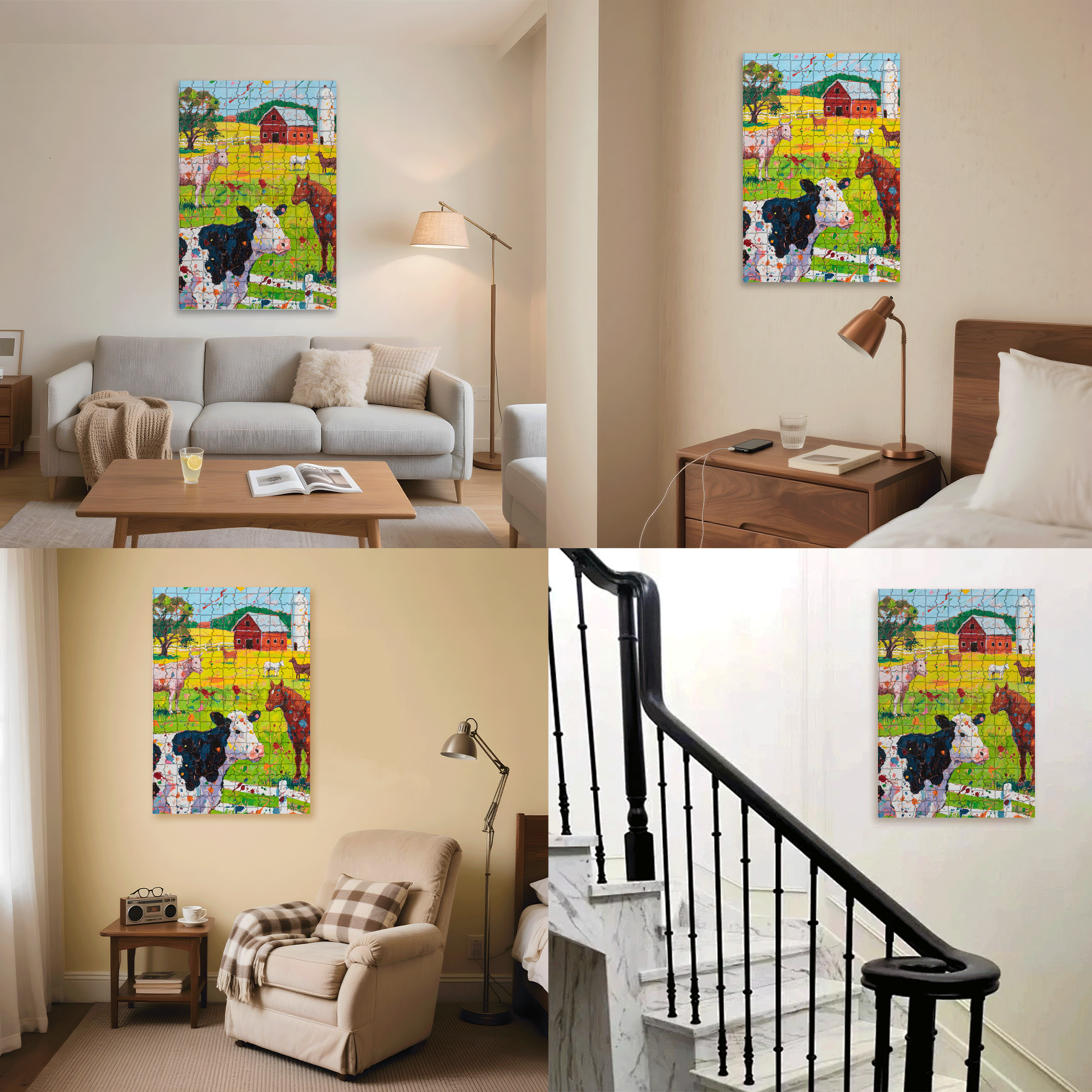 Farm Animals 2 500pcs/1000pcs Jigsaw Puzzle, Scratch-Resistant, Interactive Family Game & Brain-Boosting DIY Decor, Perfect for Halloween, Christmas & New Year Gifts, Family Puzzle Game