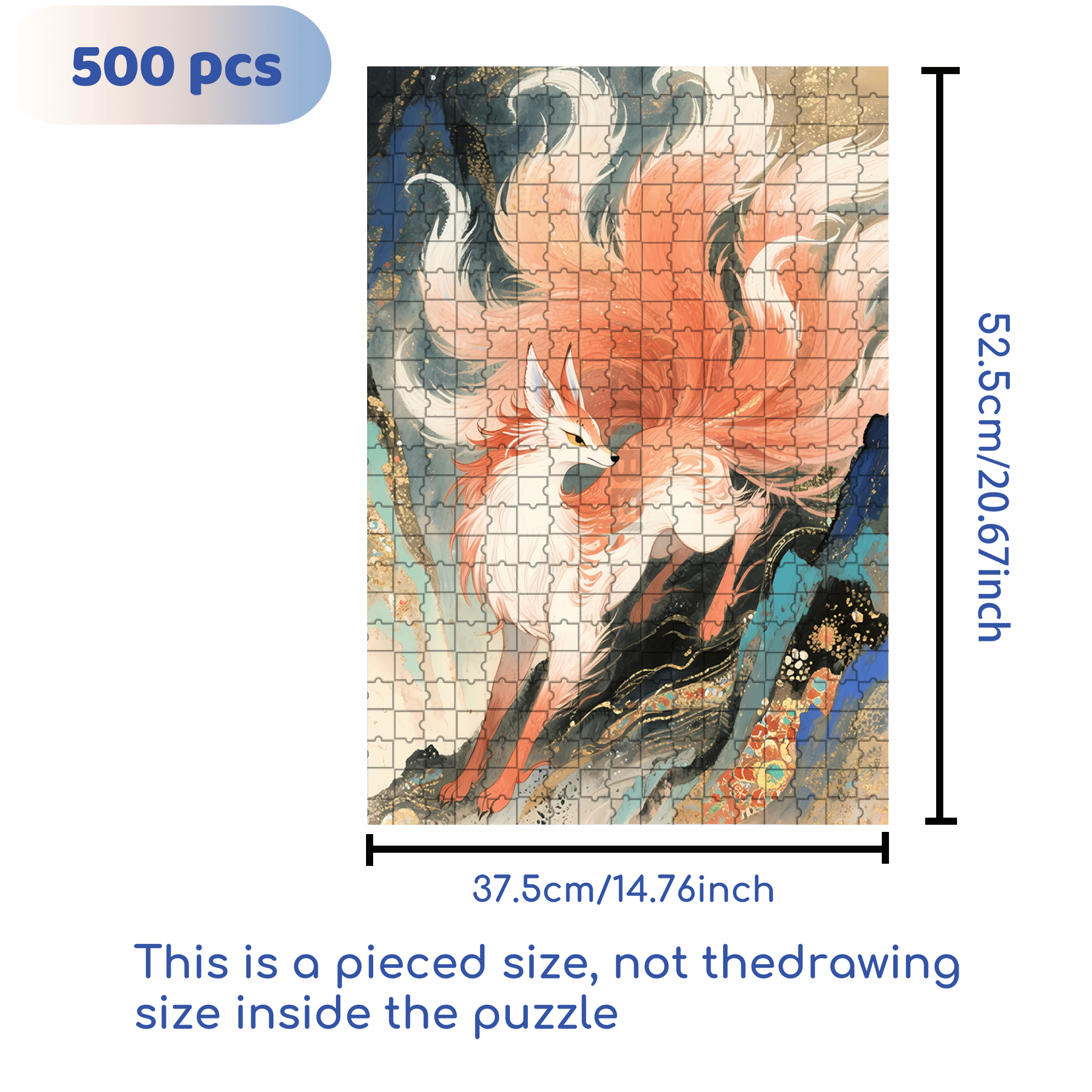 Fire Fox 2 500pcs/1000pcs Jigsaw Puzzle, Scratch-Resistant, Interactive Family Game & Brain-Boosting DIY Decor, Perfect for Halloween, Christmas & New Year Gifts, Family Puzzle Game