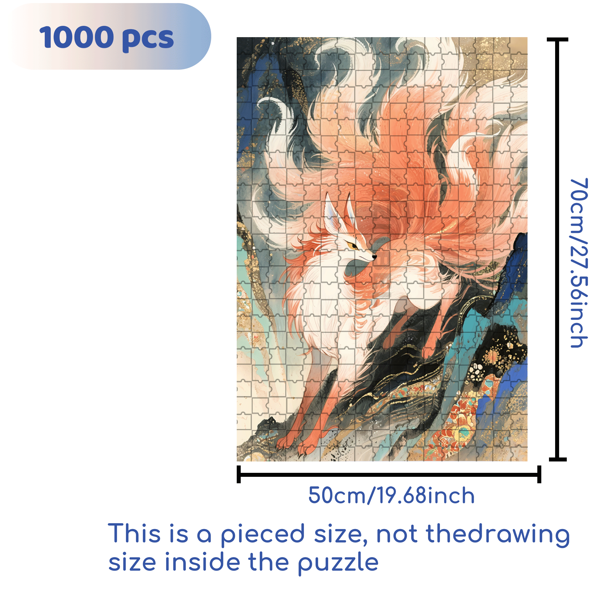 Fire Fox 2 500pcs/1000pcs Jigsaw Puzzle, Scratch-Resistant, Interactive Family Game & Brain-Boosting DIY Decor, Perfect for Halloween, Christmas & New Year Gifts, Family Puzzle Game