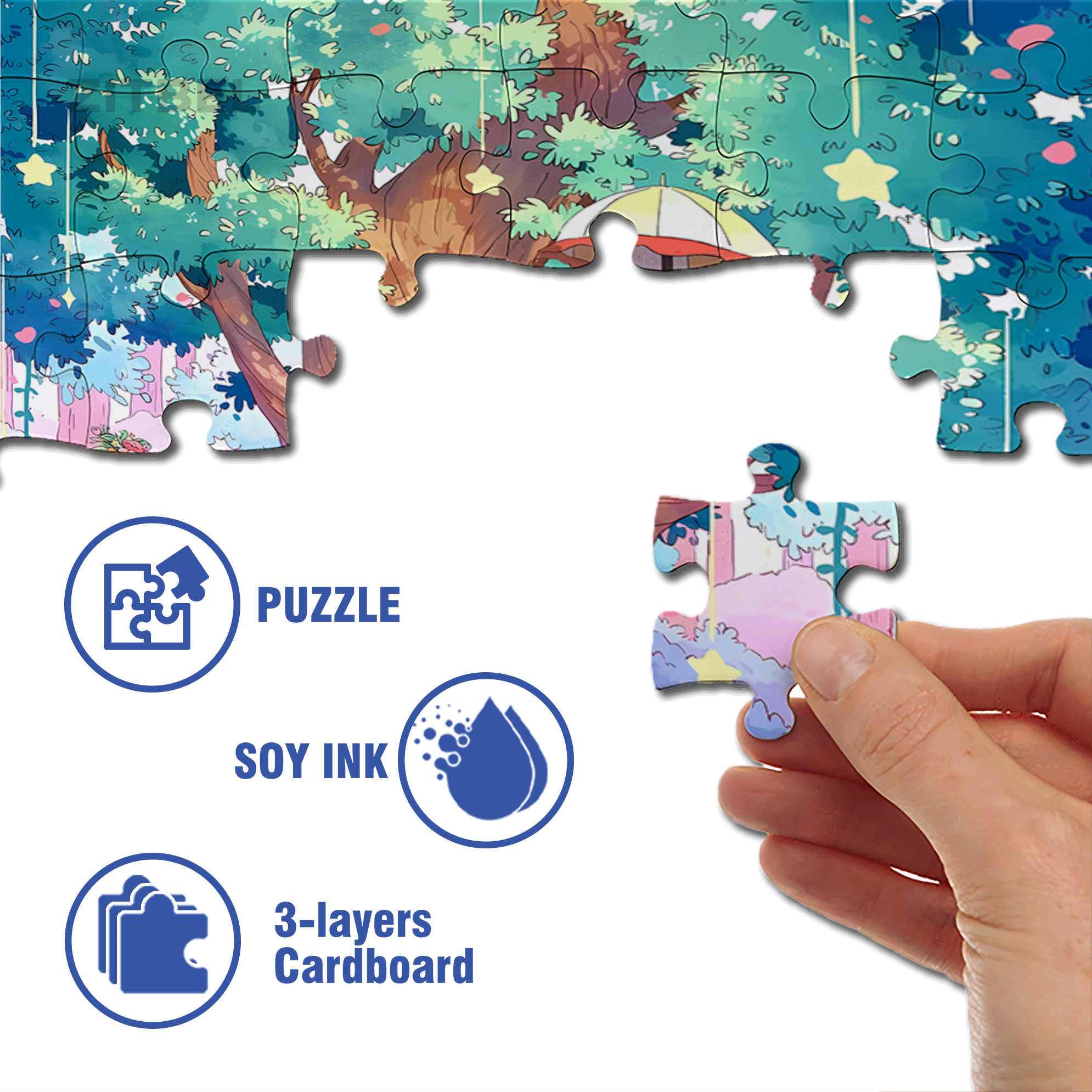 Forest Pool Party 500pcs/1000pcs Jigsaw Puzzle, Scratch-Resistant, Interactive Family Game & Brain-Boosting DIY Decor, Perfect for Halloween, Christmas & New Year Gifts, Family Puzzle Game