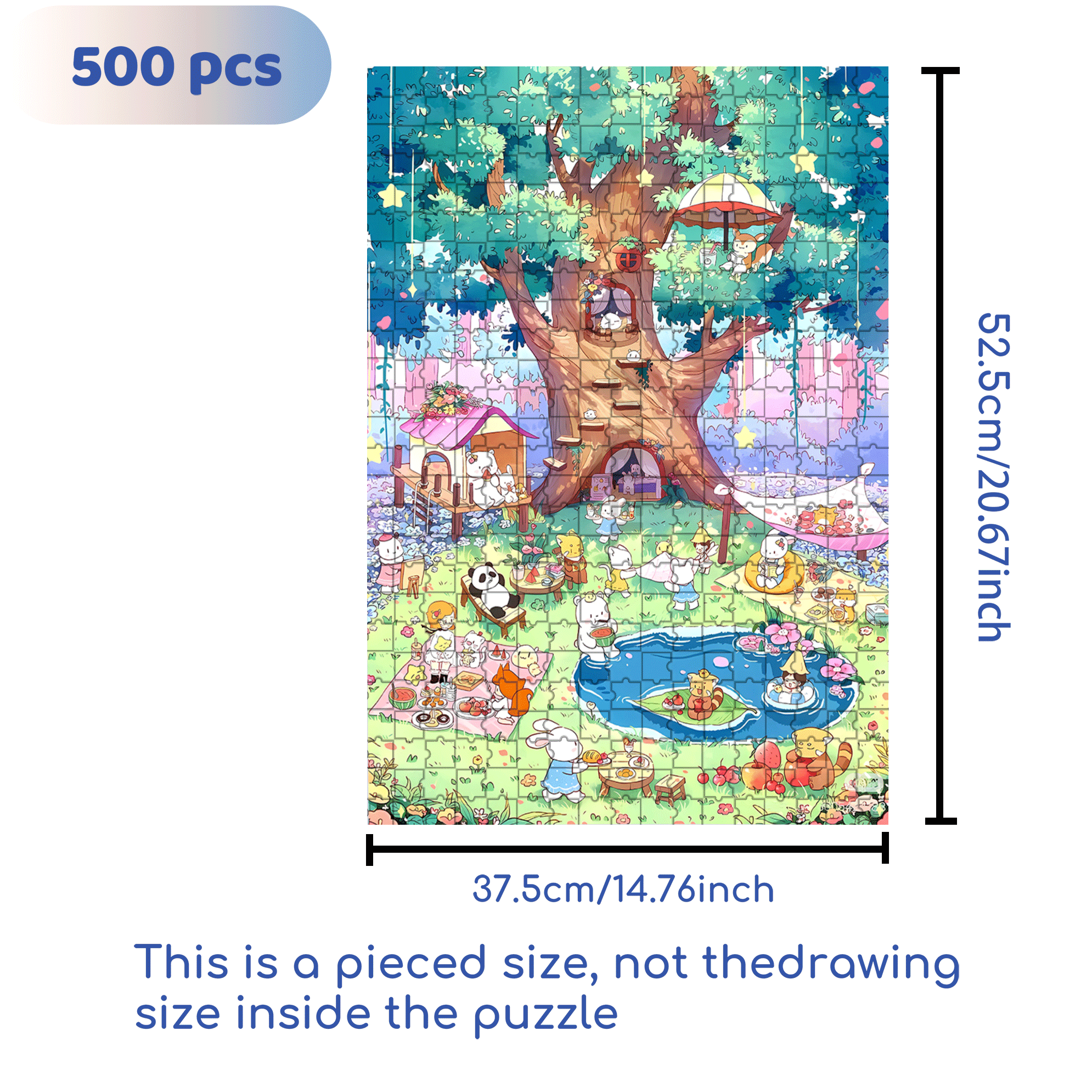 Forest Pool Party 500pcs/1000pcs Jigsaw Puzzle, Scratch-Resistant, Interactive Family Game & Brain-Boosting DIY Decor, Perfect for Halloween, Christmas & New Year Gifts, Family Puzzle Game