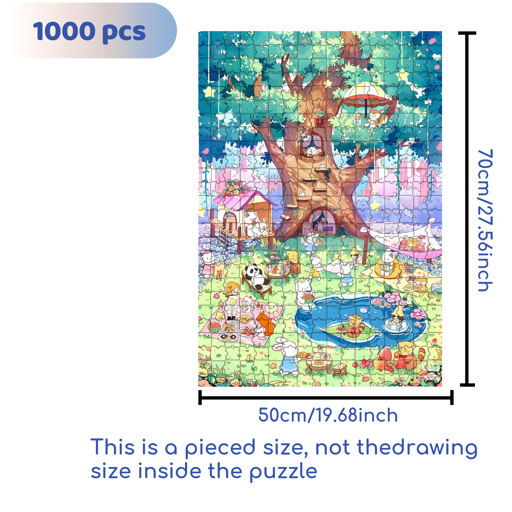 Forest Pool Party 500pcs/1000pcs Jigsaw Puzzle, Scratch-Resistant, Interactive Family Game & Brain-Boosting DIY Decor, Perfect for Halloween, Christmas & New Year Gifts, Family Puzzle Game