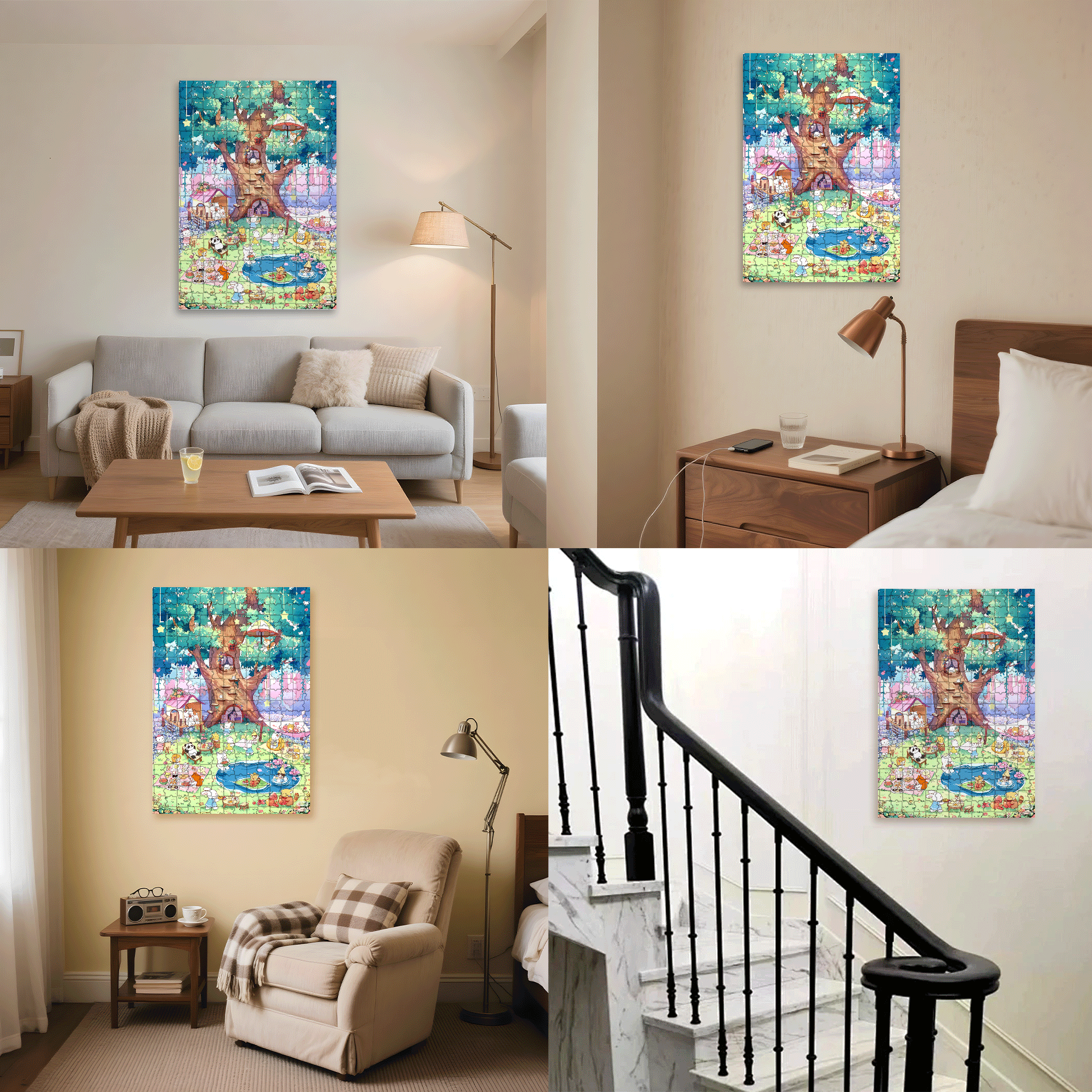 Forest Pool Party 500pcs/1000pcs Jigsaw Puzzle, Scratch-Resistant, Interactive Family Game & Brain-Boosting DIY Decor, Perfect for Halloween, Christmas & New Year Gifts, Family Puzzle Game