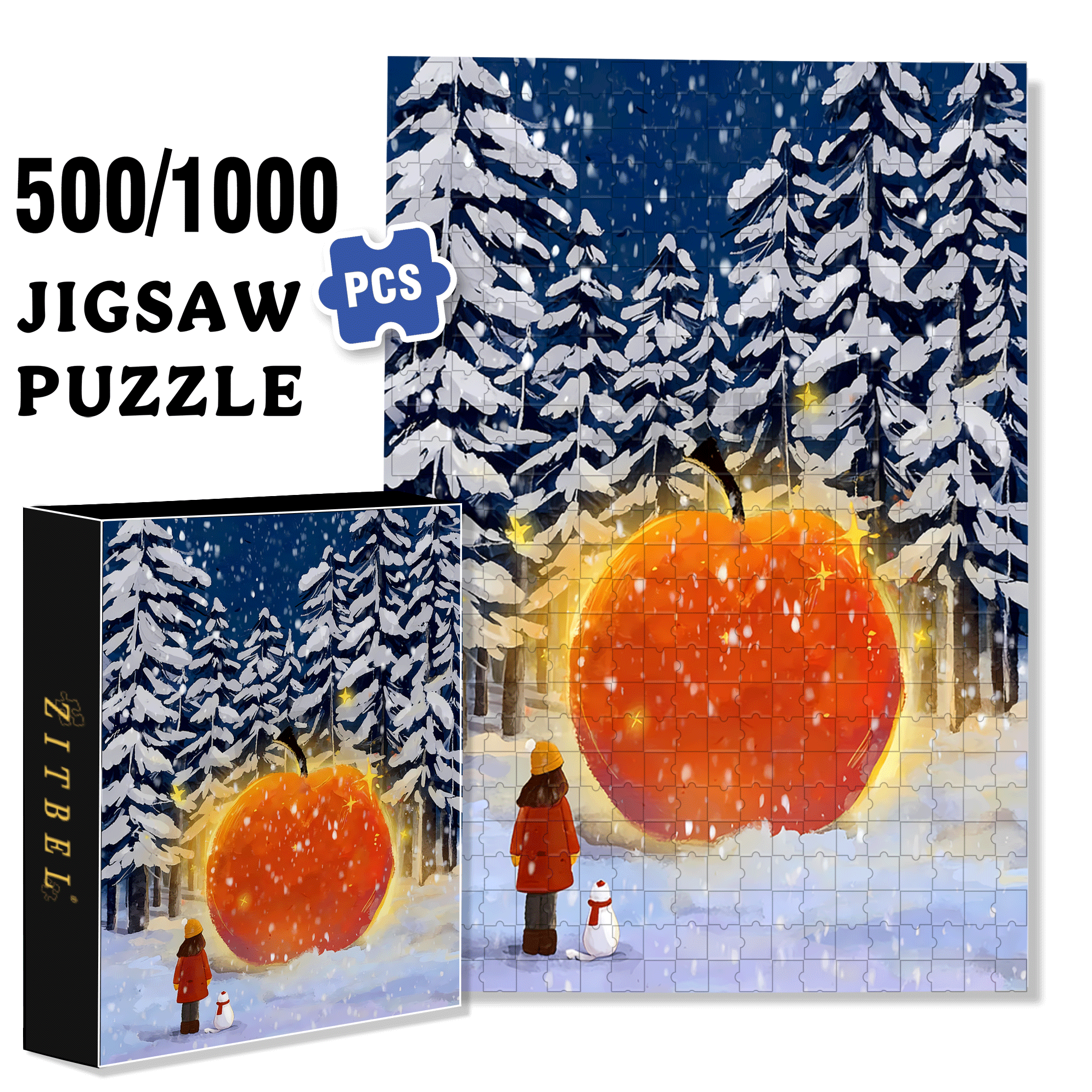Giant Apple 500pcs/1000pcs Jigsaw Puzzle, Scratch-Resistant, Interactive Family Game & Brain-Boosting DIY Decor, Perfect for Halloween, Christmas & New Year Gifts, Family Puzzle Game
