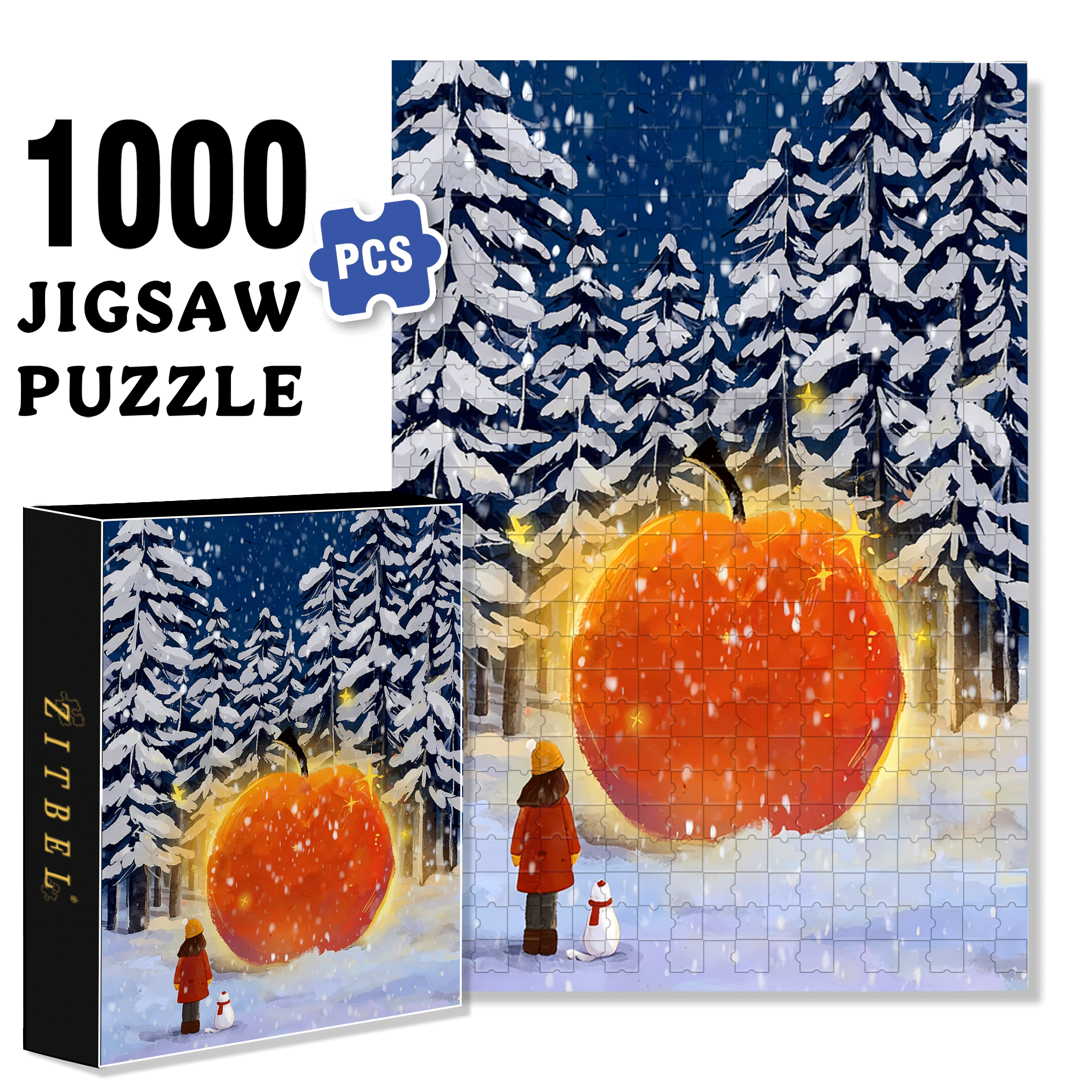 Giant Apple 500pcs/1000pcs Jigsaw Puzzle, Scratch-Resistant, Interactive Family Game & Brain-Boosting DIY Decor, Perfect for Halloween, Christmas & New Year Gifts, Family Puzzle Game