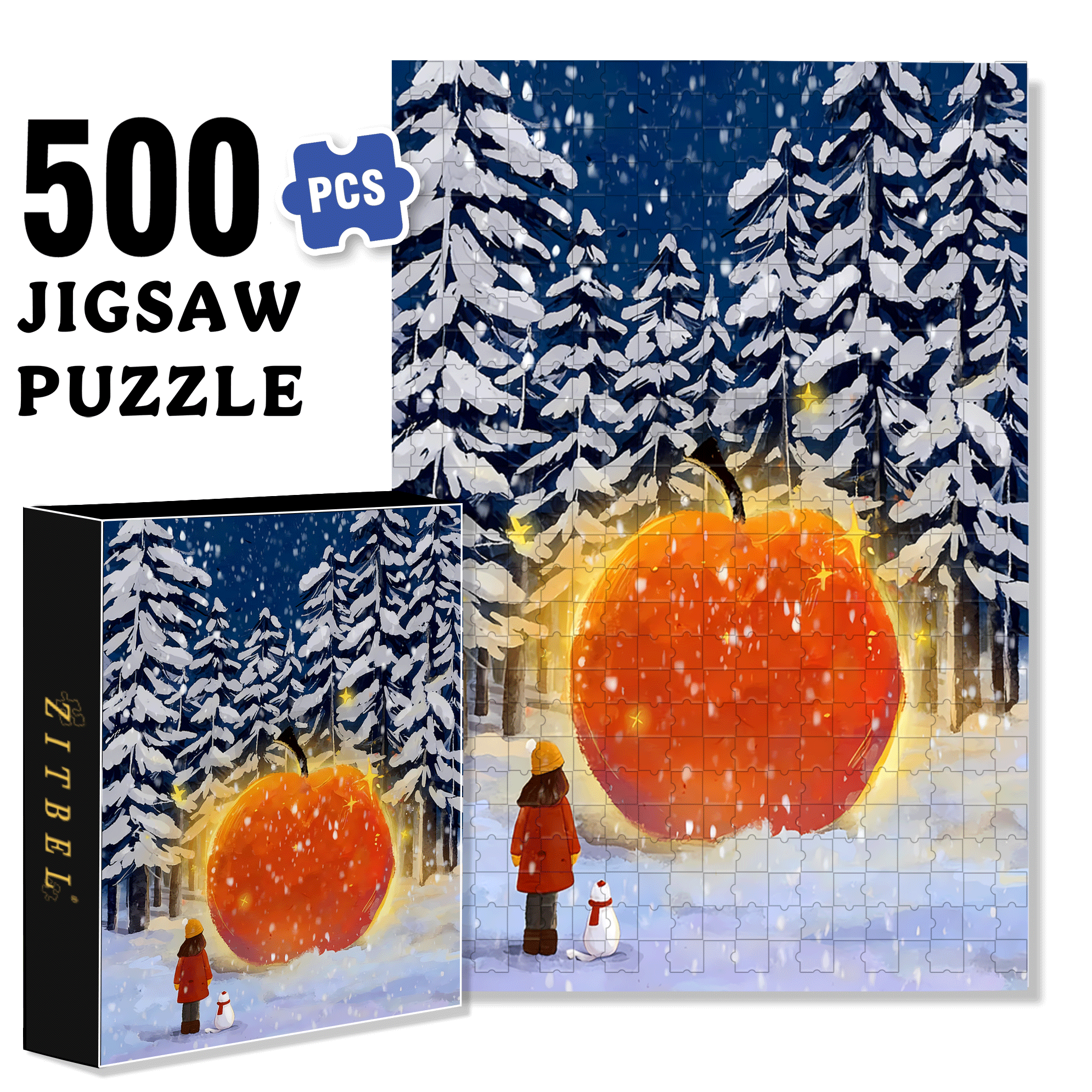 Giant Apple 500pcs/1000pcs Jigsaw Puzzle, Scratch-Resistant, Interactive Family Game & Brain-Boosting DIY Decor, Perfect for Halloween, Christmas & New Year Gifts, Family Puzzle Game