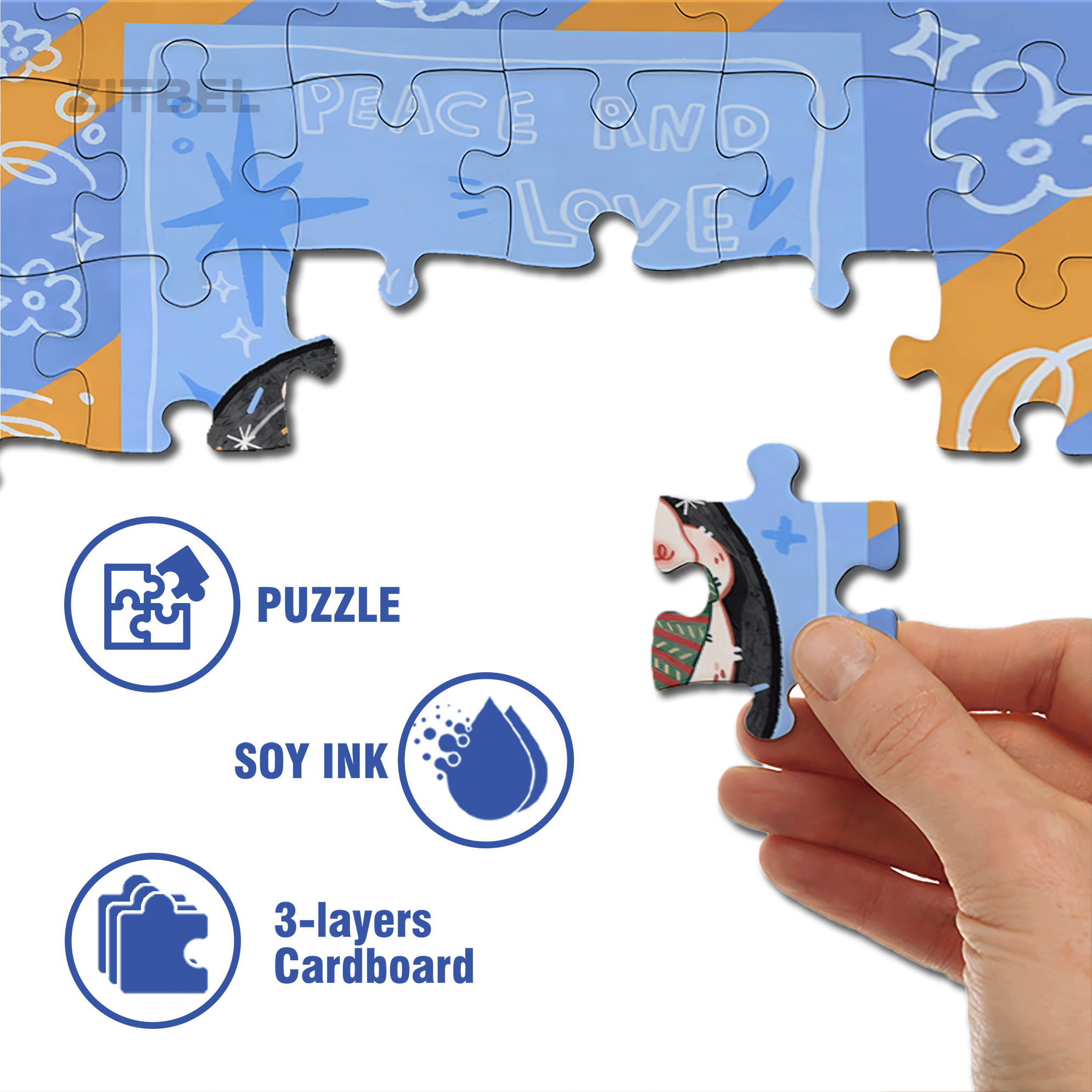Peace & Love 2 500pcs/1000pcs Jigsaw Puzzle, Scratch-Resistant, Interactive Family Game & Brain-Boosting DIY Decor, Perfect for Halloween, Christmas & New Year Gifts, Family Puzzle Game
