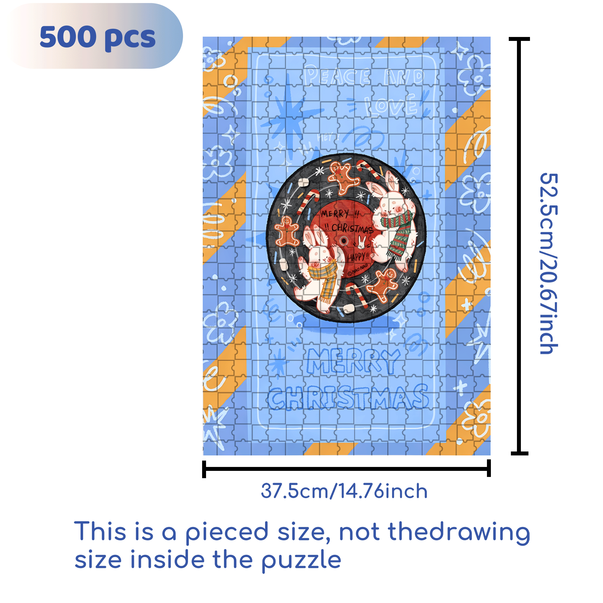 Peace & Love 2 500pcs/1000pcs Jigsaw Puzzle, Scratch-Resistant, Interactive Family Game & Brain-Boosting DIY Decor, Perfect for Halloween, Christmas & New Year Gifts, Family Puzzle Game