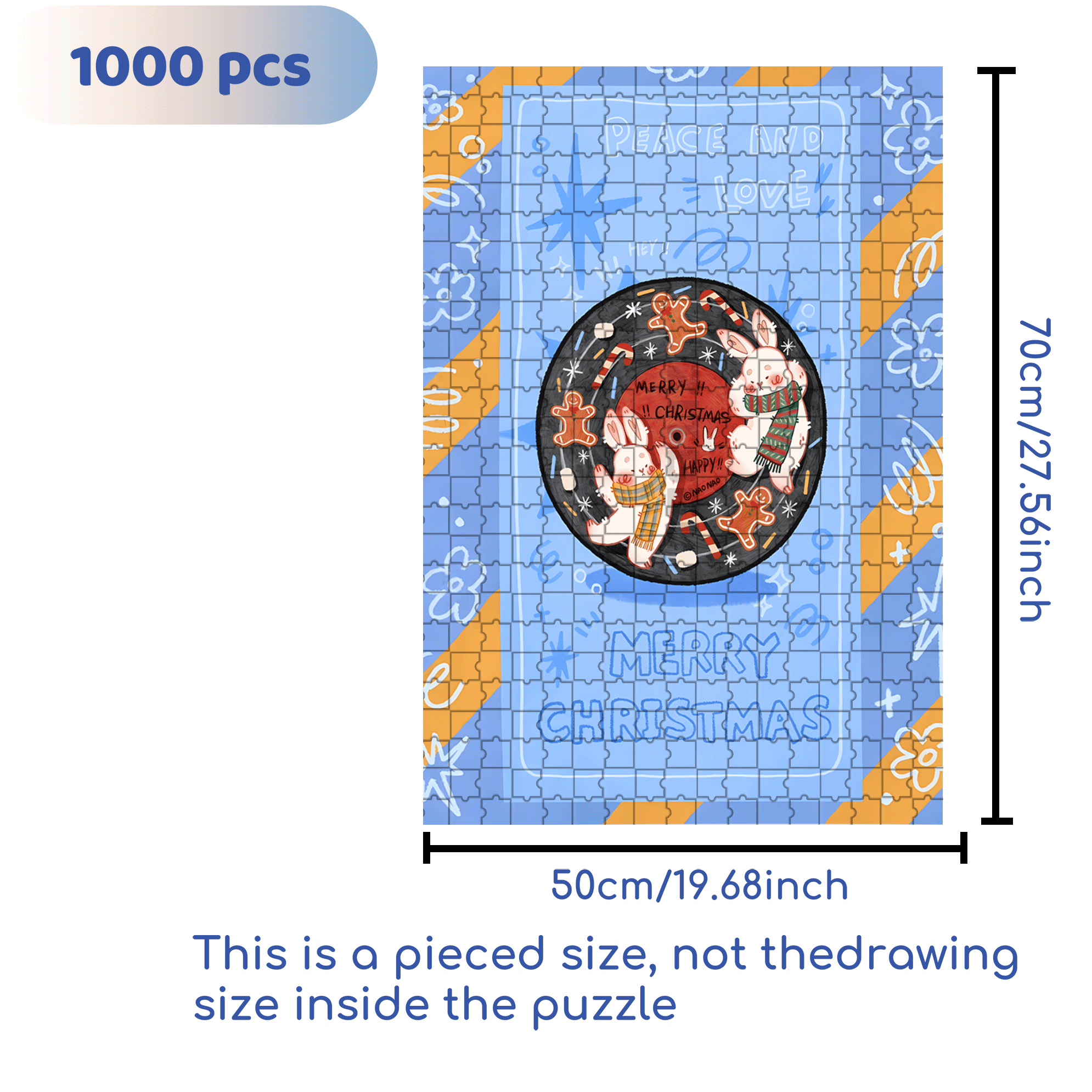 Peace & Love 2 500pcs/1000pcs Jigsaw Puzzle, Scratch-Resistant, Interactive Family Game & Brain-Boosting DIY Decor, Perfect for Halloween, Christmas & New Year Gifts, Family Puzzle Game