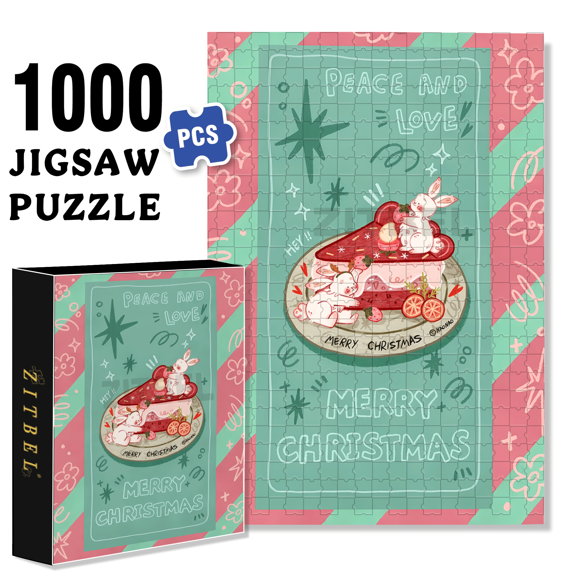 Peace & Love 3 500pcs/1000pcs Jigsaw Puzzle, Scratch-Resistant, Interactive Family Game & Brain-Boosting DIY Decor, Perfect for Halloween, Christmas & New Year Gifts, Family Puzzle Game