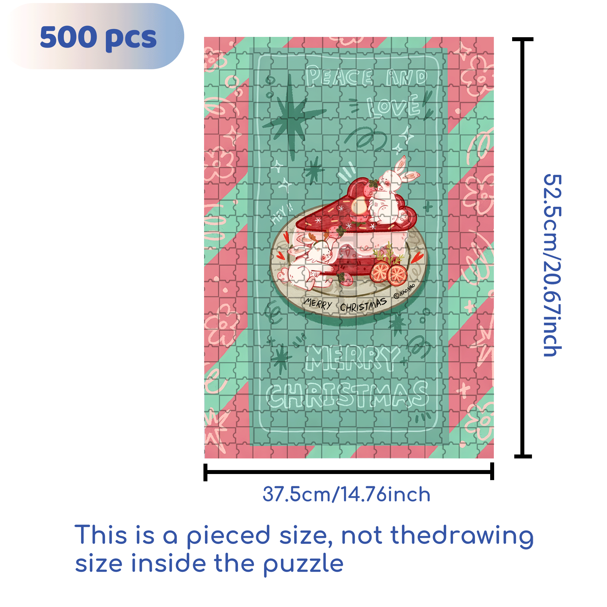 Peace & Love 3 500pcs/1000pcs Jigsaw Puzzle, Scratch-Resistant, Interactive Family Game & Brain-Boosting DIY Decor, Perfect for Halloween, Christmas & New Year Gifts, Family Puzzle Game