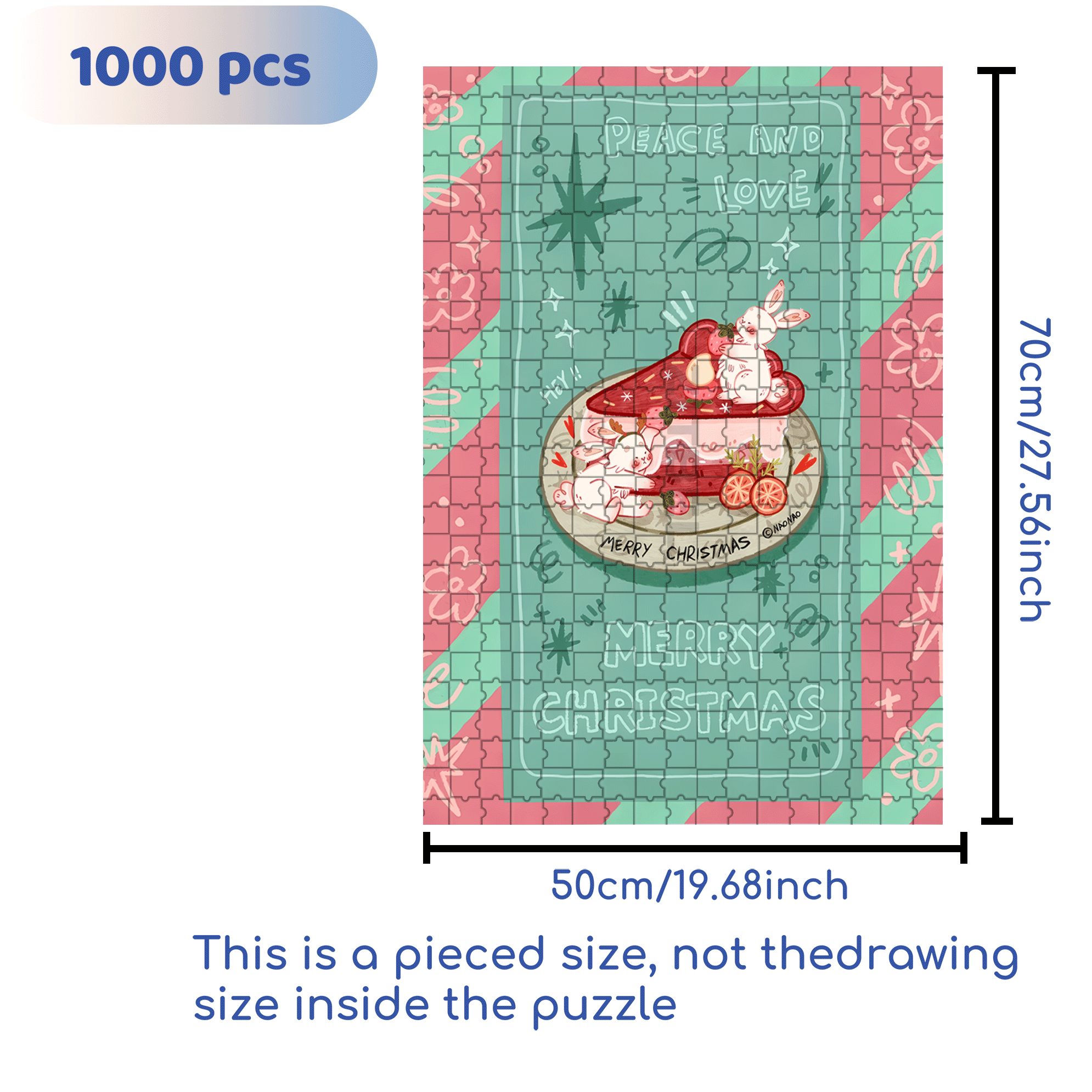Peace & Love 3 500pcs/1000pcs Jigsaw Puzzle, Scratch-Resistant, Interactive Family Game & Brain-Boosting DIY Decor, Perfect for Halloween, Christmas & New Year Gifts, Family Puzzle Game