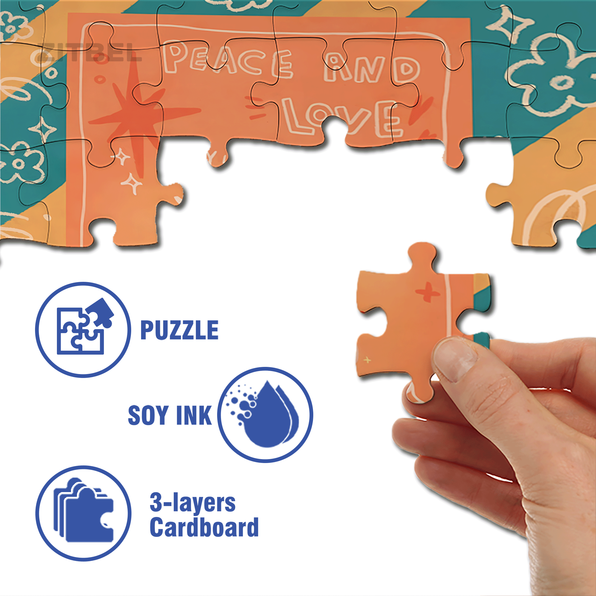 Peace & Love 4 500pcs/1000pcs Jigsaw Puzzle, Scratch-Resistant, Interactive Family Game & Brain-Boosting DIY Decor, Perfect for Halloween, Christmas & New Year Gifts, Family Puzzle Game