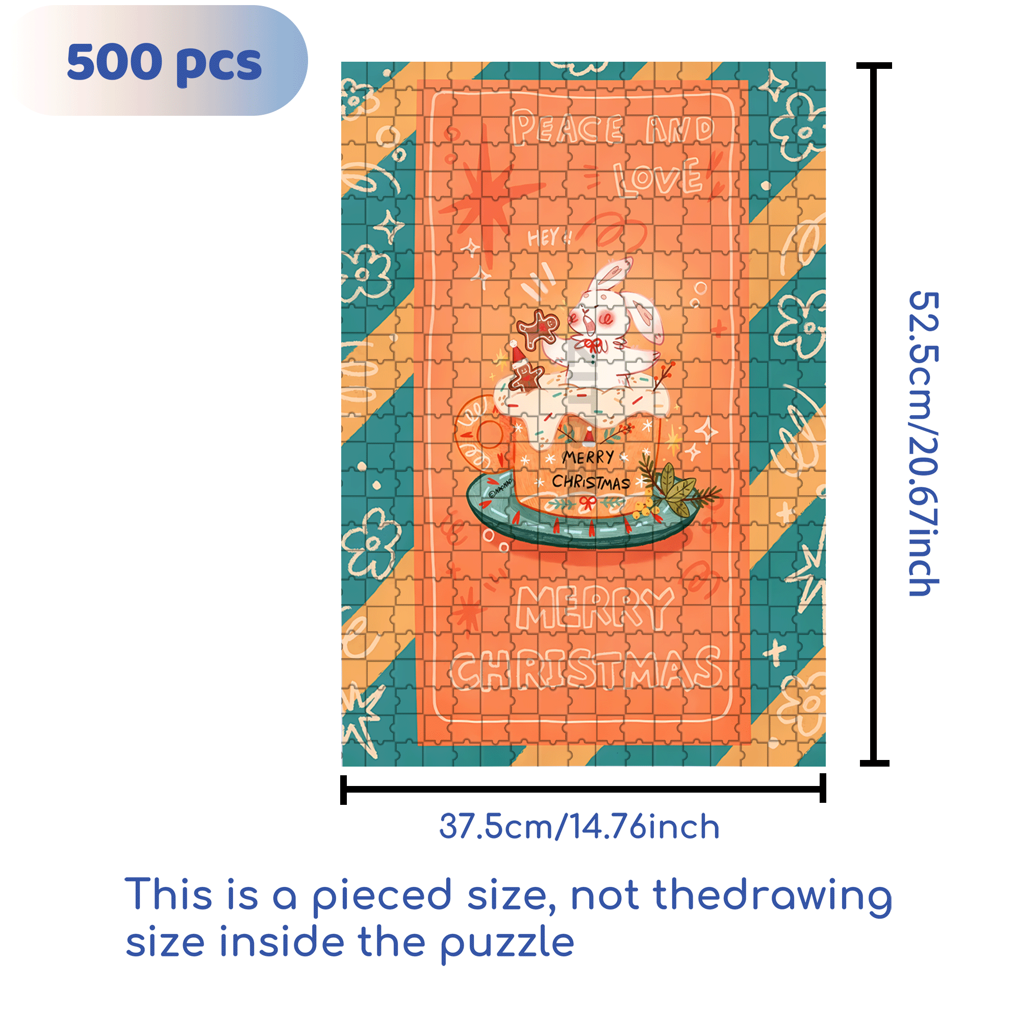 Peace & Love 4 500pcs/1000pcs Jigsaw Puzzle, Scratch-Resistant, Interactive Family Game & Brain-Boosting DIY Decor, Perfect for Halloween, Christmas & New Year Gifts, Family Puzzle Game