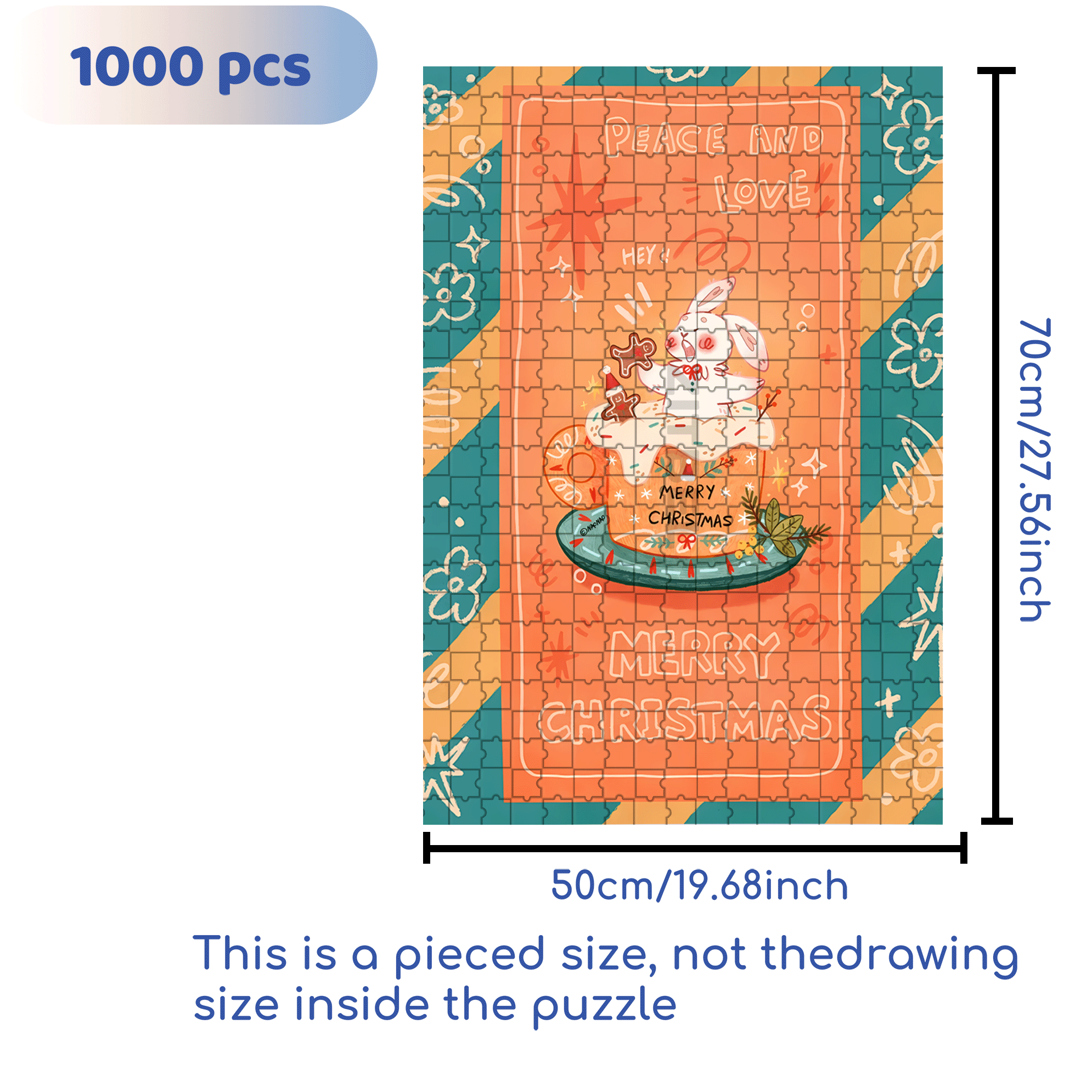 Peace & Love 4 500pcs/1000pcs Jigsaw Puzzle, Scratch-Resistant, Interactive Family Game & Brain-Boosting DIY Decor, Perfect for Halloween, Christmas & New Year Gifts, Family Puzzle Game