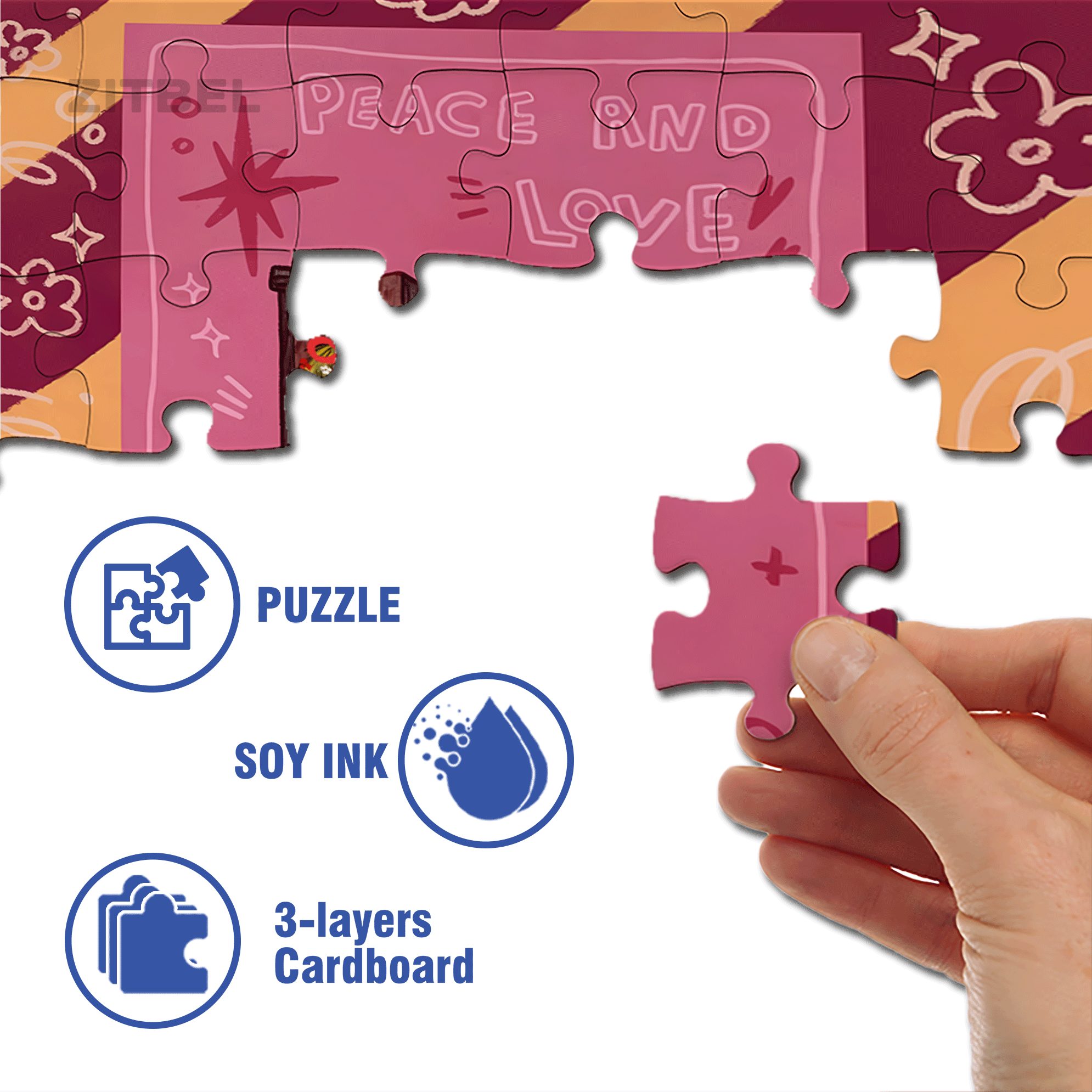 Peace & Love 5 500pcs/1000pcs Jigsaw Puzzle, Scratch-Resistant, Interactive Family Game & Brain-Boosting DIY Decor, Perfect for Halloween, Christmas & New Year Gifts, Family Puzzle Game