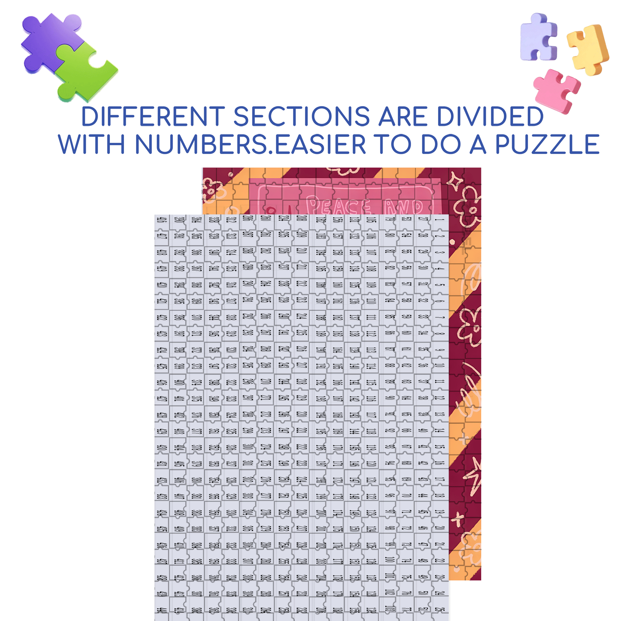 Peace & Love 5 500pcs/1000pcs Jigsaw Puzzle, Scratch-Resistant, Interactive Family Game & Brain-Boosting DIY Decor, Perfect for Halloween, Christmas & New Year Gifts, Family Puzzle Game