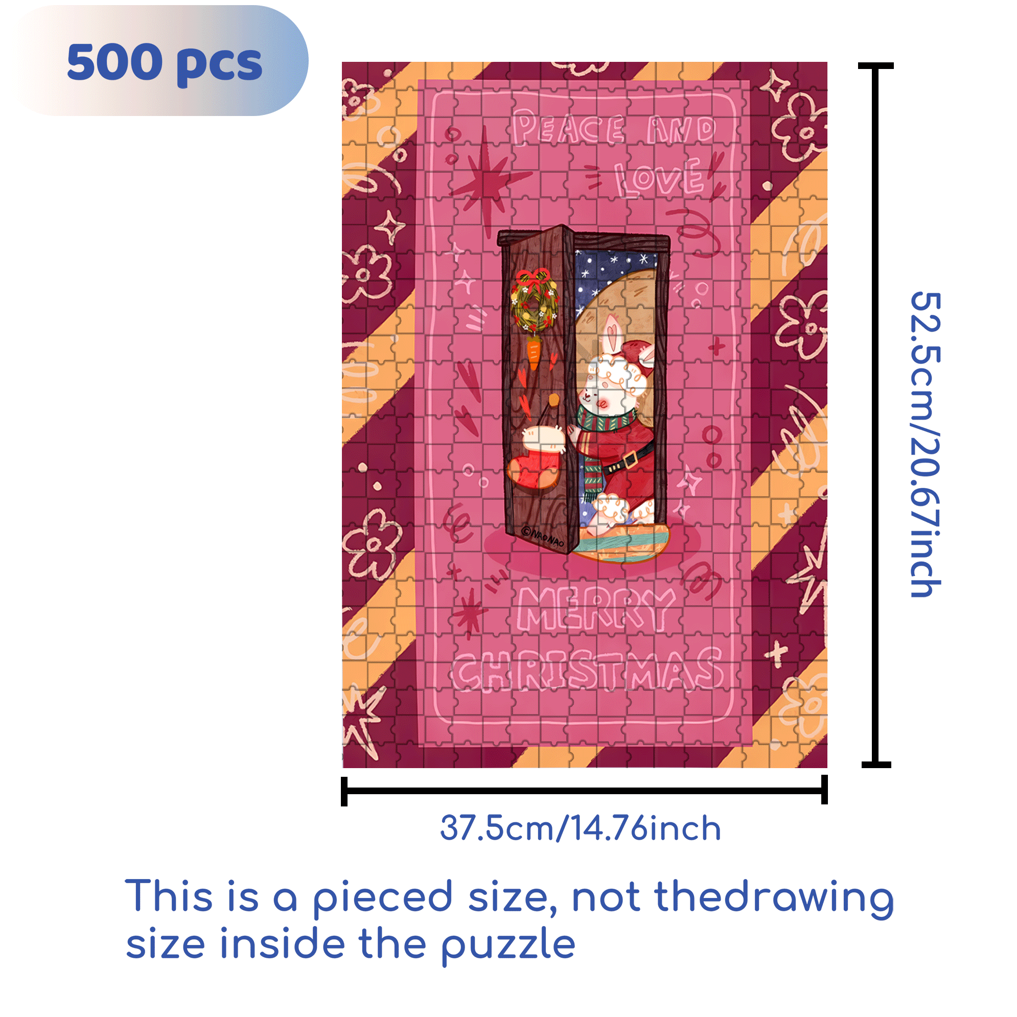 Peace & Love 5 500pcs/1000pcs Jigsaw Puzzle, Scratch-Resistant, Interactive Family Game & Brain-Boosting DIY Decor, Perfect for Halloween, Christmas & New Year Gifts, Family Puzzle Game