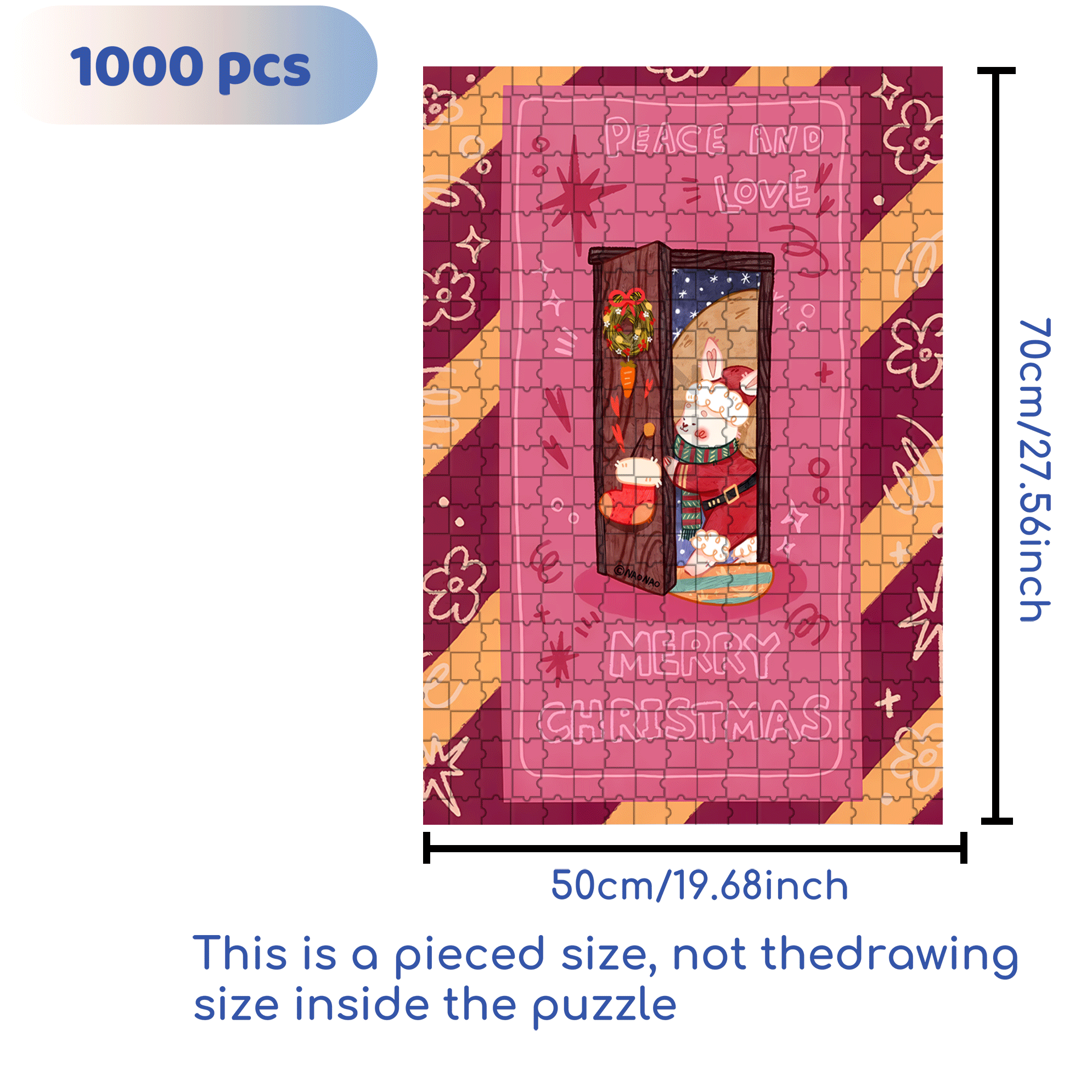 Peace & Love 5 500pcs/1000pcs Jigsaw Puzzle, Scratch-Resistant, Interactive Family Game & Brain-Boosting DIY Decor, Perfect for Halloween, Christmas & New Year Gifts, Family Puzzle Game