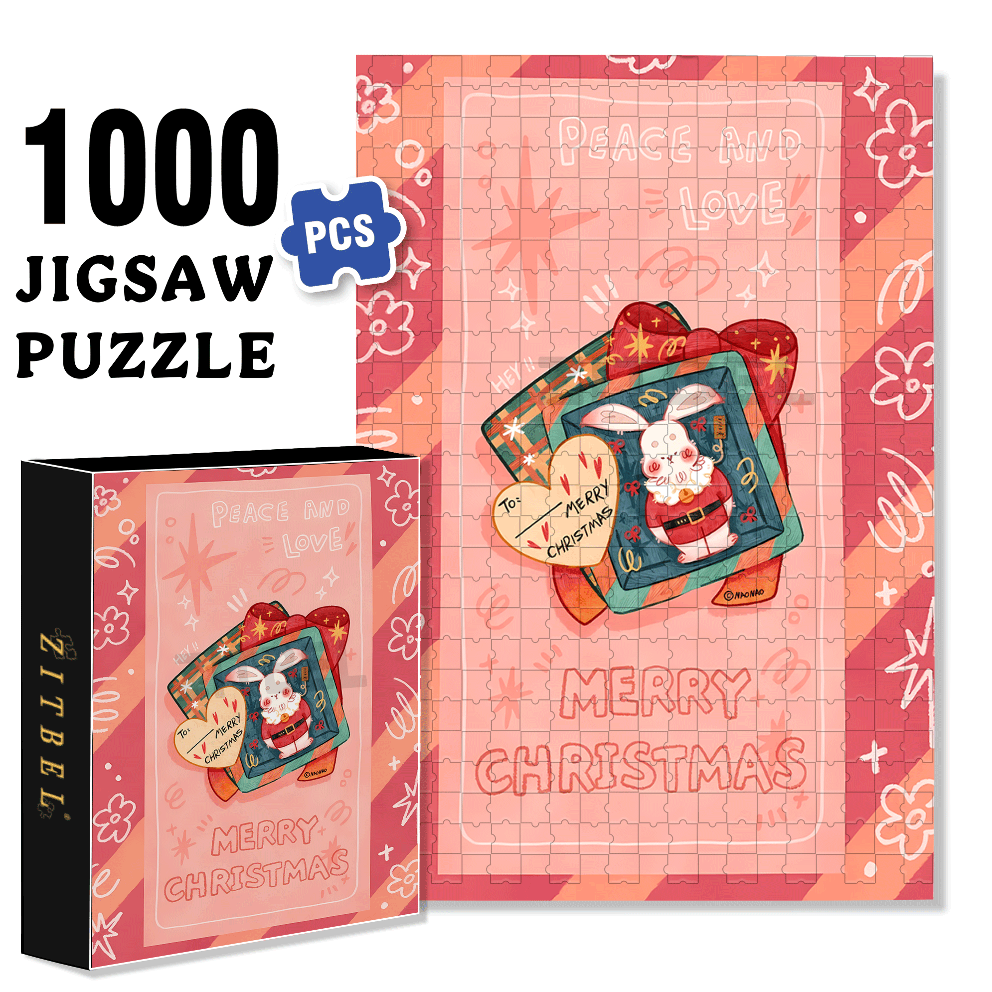 Peace & Love 6 500pcs/1000pcs Jigsaw Puzzle, Scratch-Resistant, Interactive Family Game & Brain-Boosting DIY Decor, Perfect for Halloween, Christmas & New Year Gifts, Family Puzzle Game