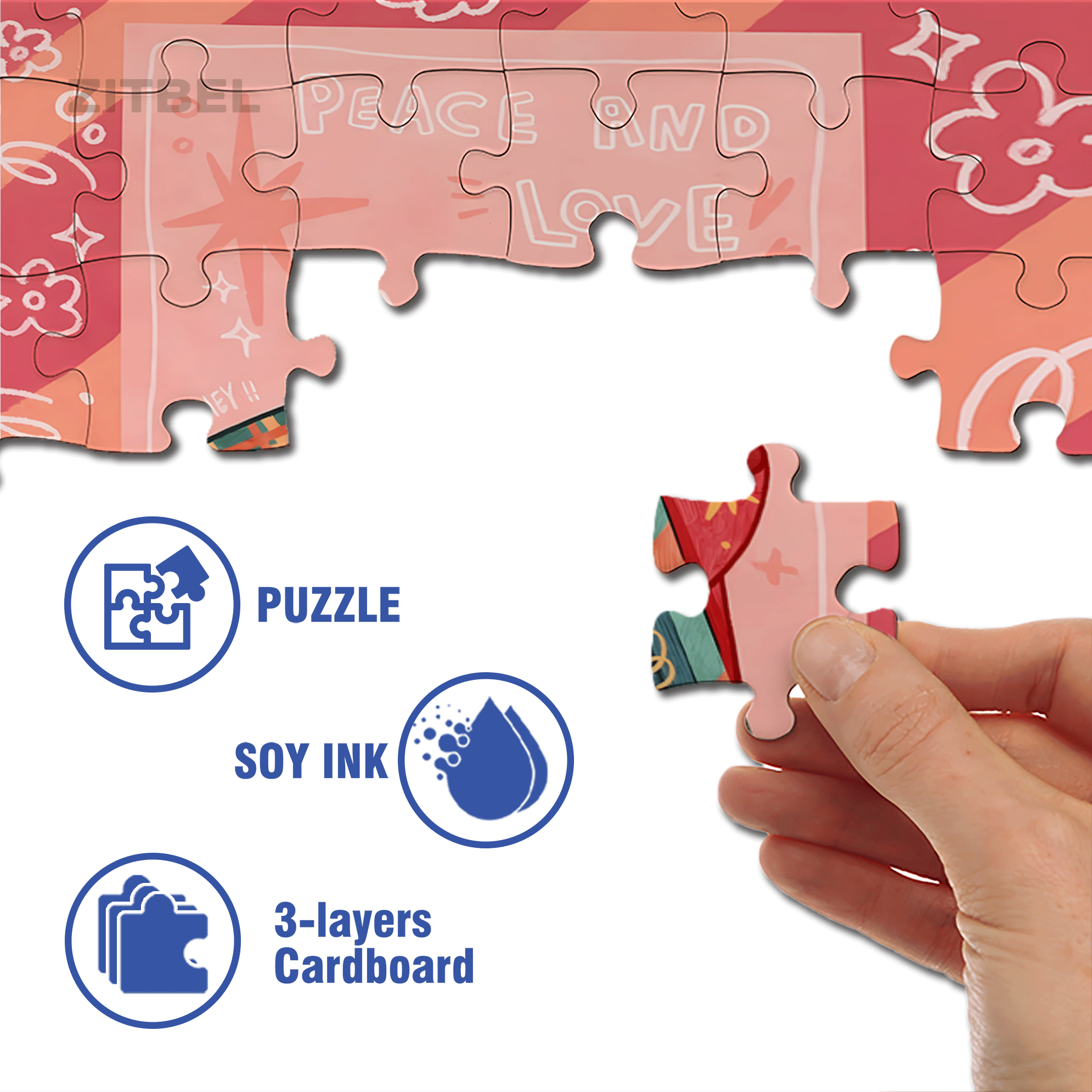 Peace & Love 6 500pcs/1000pcs Jigsaw Puzzle, Scratch-Resistant, Interactive Family Game & Brain-Boosting DIY Decor, Perfect for Halloween, Christmas & New Year Gifts, Family Puzzle Game