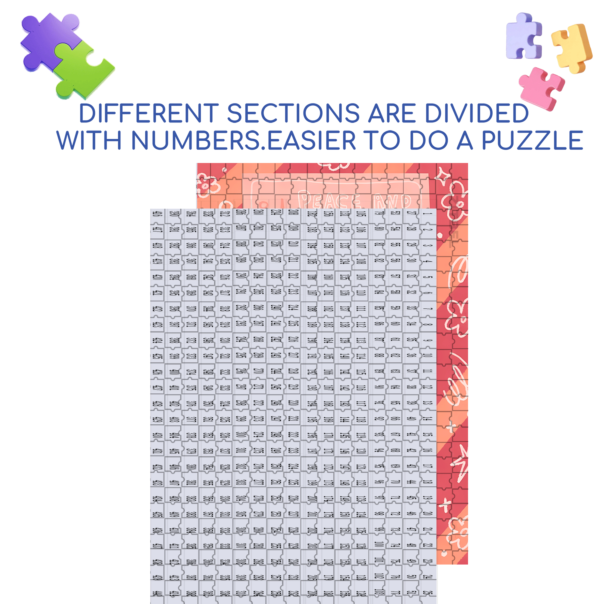 Peace & Love 6 500pcs/1000pcs Jigsaw Puzzle, Scratch-Resistant, Interactive Family Game & Brain-Boosting DIY Decor, Perfect for Halloween, Christmas & New Year Gifts, Family Puzzle Game