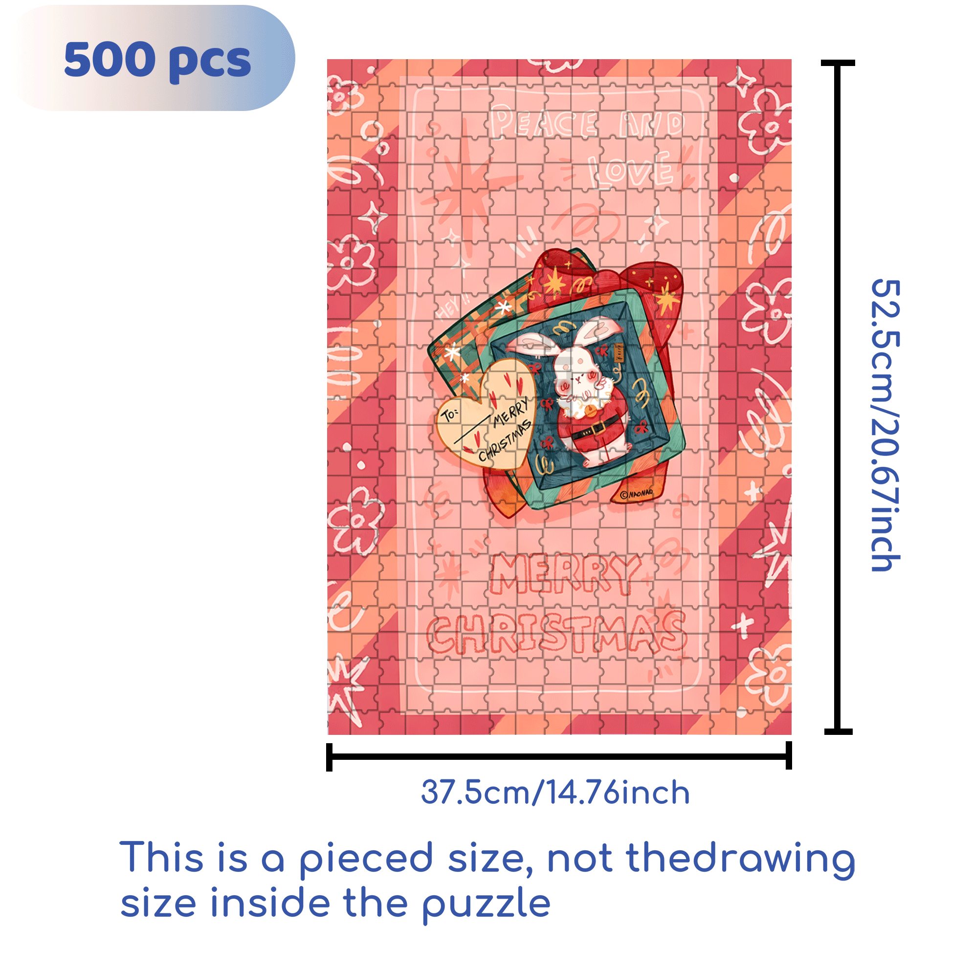 Peace & Love 6 500pcs/1000pcs Jigsaw Puzzle, Scratch-Resistant, Interactive Family Game & Brain-Boosting DIY Decor, Perfect for Halloween, Christmas & New Year Gifts, Family Puzzle Game