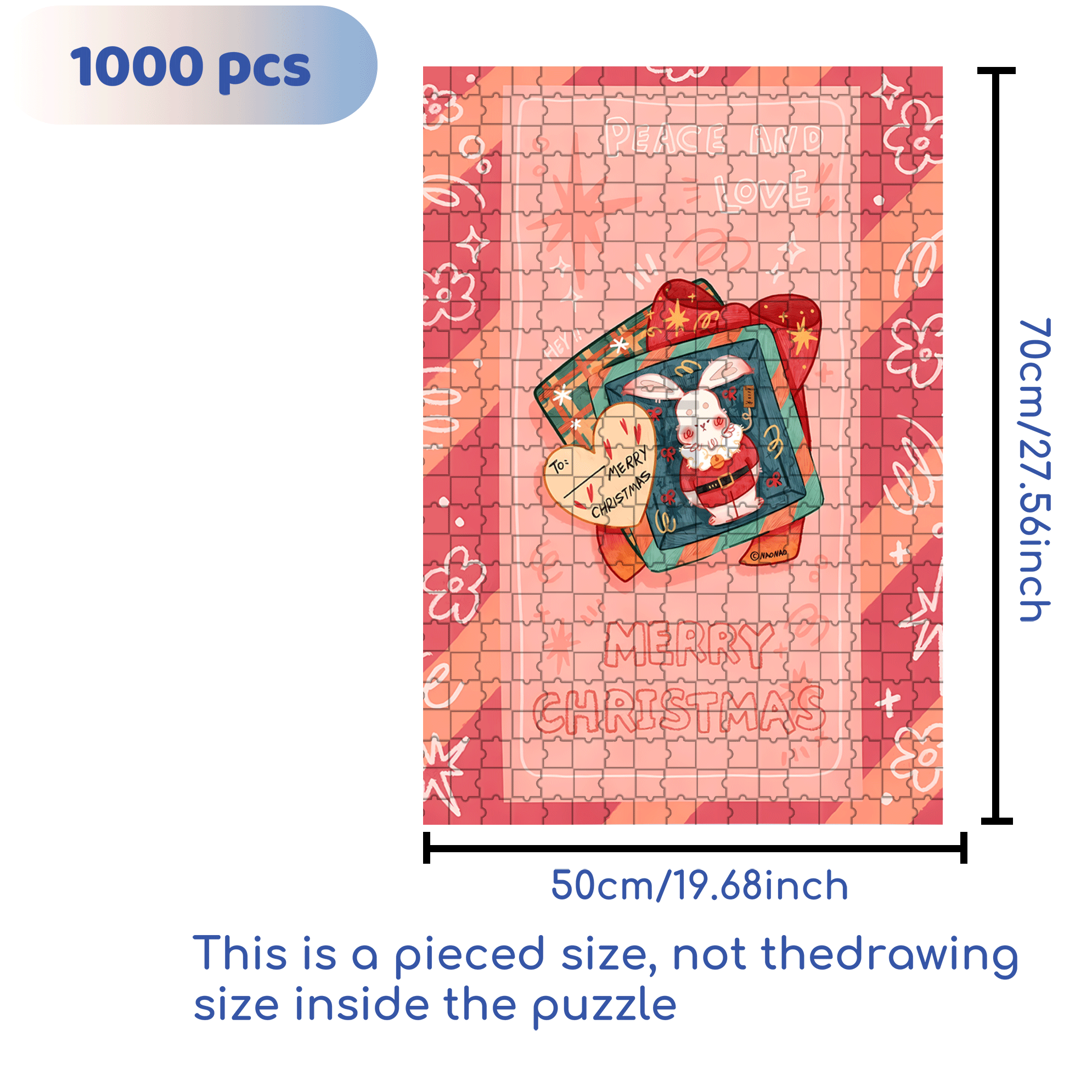 Peace & Love 6 500pcs/1000pcs Jigsaw Puzzle, Scratch-Resistant, Interactive Family Game & Brain-Boosting DIY Decor, Perfect for Halloween, Christmas & New Year Gifts, Family Puzzle Game