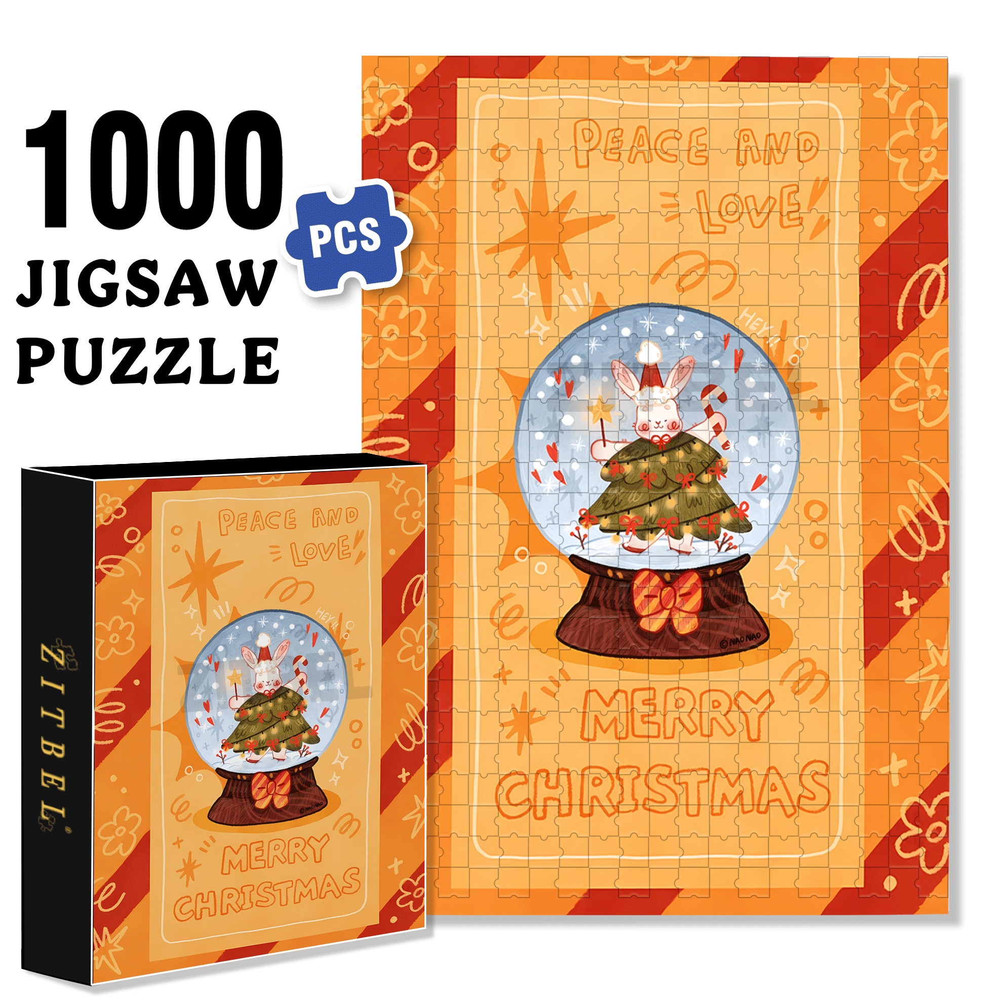 Peace & Love 500pcs/1000pcs Jigsaw Puzzle, Scratch-Resistant, Interactive Family Game & Brain-Boosting DIY Decor, Perfect for Halloween, Christmas & New Year Gifts, Family Puzzle Game