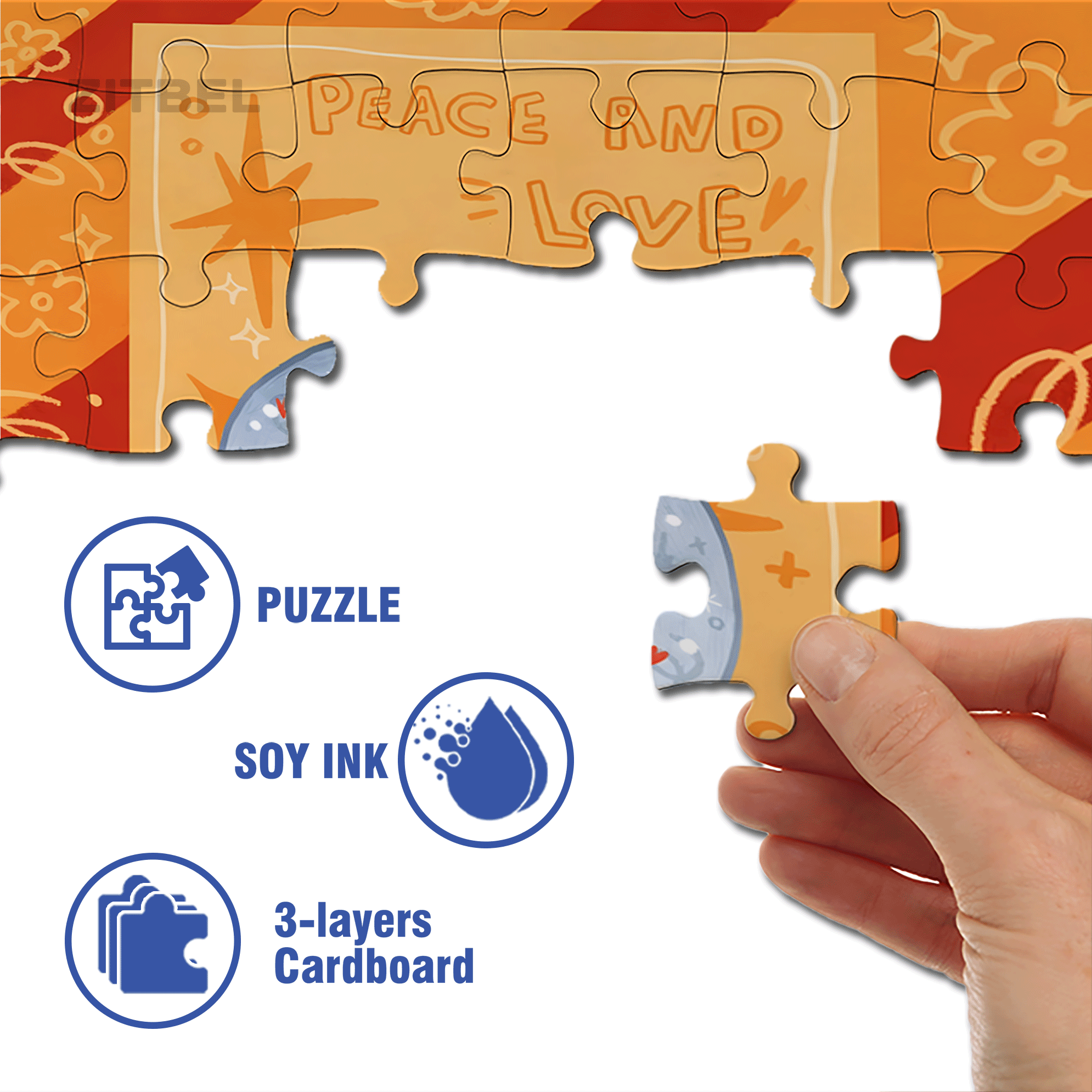 Peace & Love 500pcs/1000pcs Jigsaw Puzzle, Scratch-Resistant, Interactive Family Game & Brain-Boosting DIY Decor, Perfect for Halloween, Christmas & New Year Gifts, Family Puzzle Game
