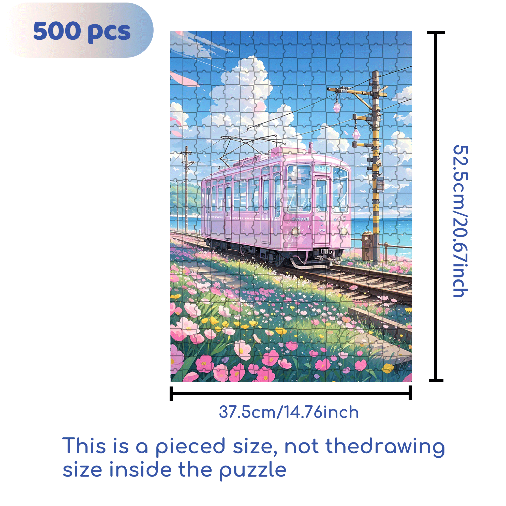 Pink Tram 500pcs/1000pcs Jigsaw Puzzle, Scratch-Resistant, Interactive Family Game & Brain-Boosting DIY Decor, Perfect for Halloween, Christmas & New Year Gifts, Family Puzzle Game