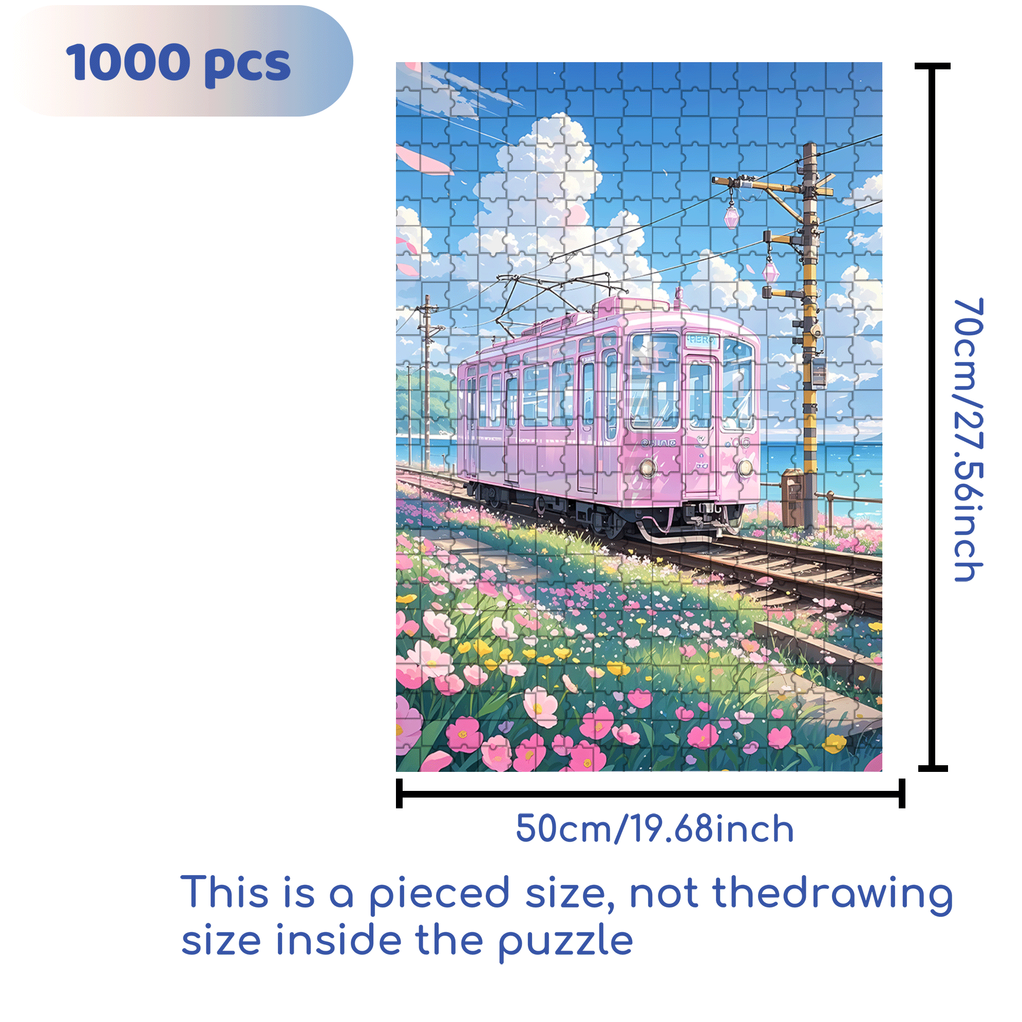 Pink Tram 500pcs/1000pcs Jigsaw Puzzle, Scratch-Resistant, Interactive Family Game & Brain-Boosting DIY Decor, Perfect for Halloween, Christmas & New Year Gifts, Family Puzzle Game