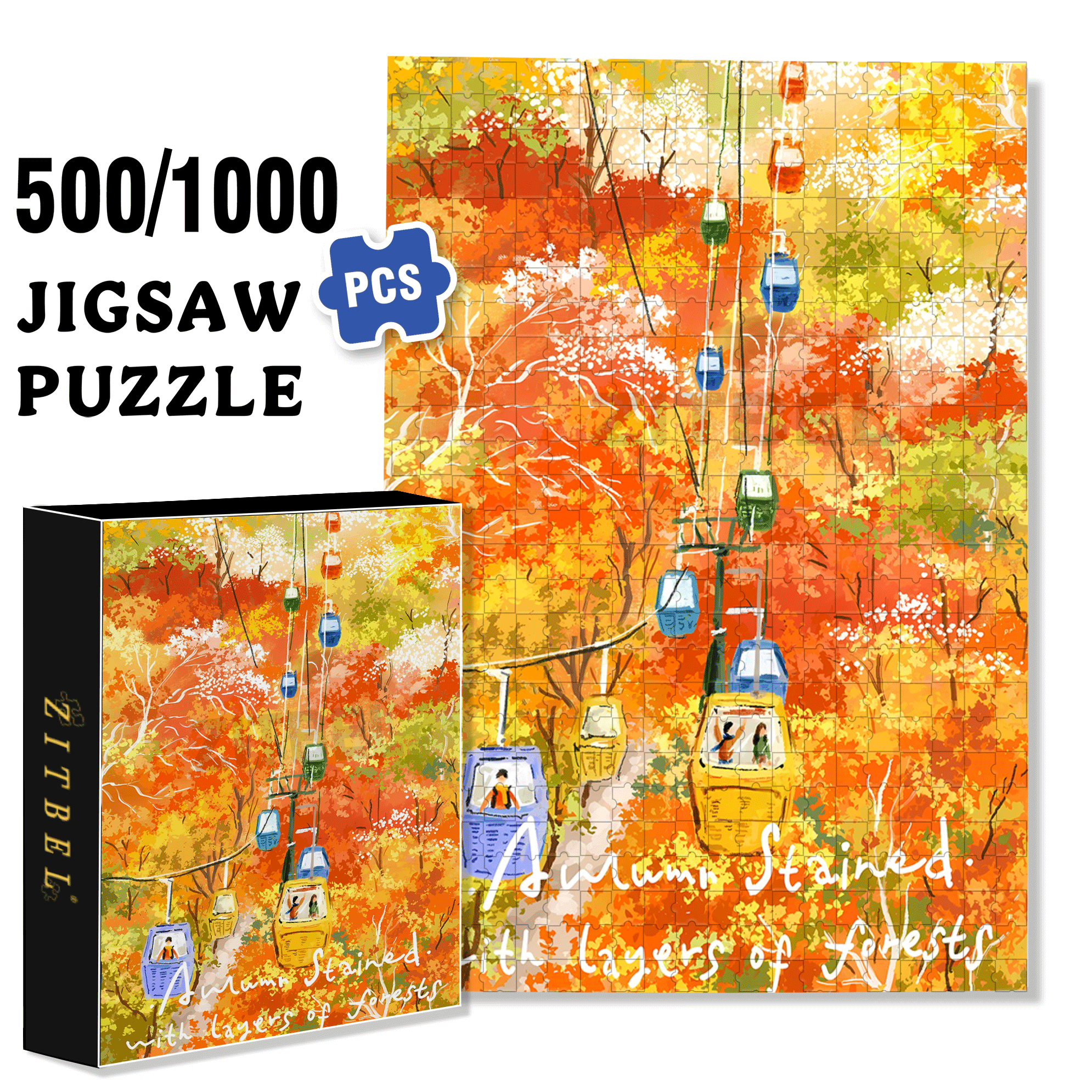 Record Autumn with Painting 2 500pcs/1000pcs Jigsaw Puzzle, Scratch-Resistant, Interactive Family Game & Brain-Boosting DIY Decor, Perfect for Halloween, Christmas & New Year Gifts, Family Puzzle Game