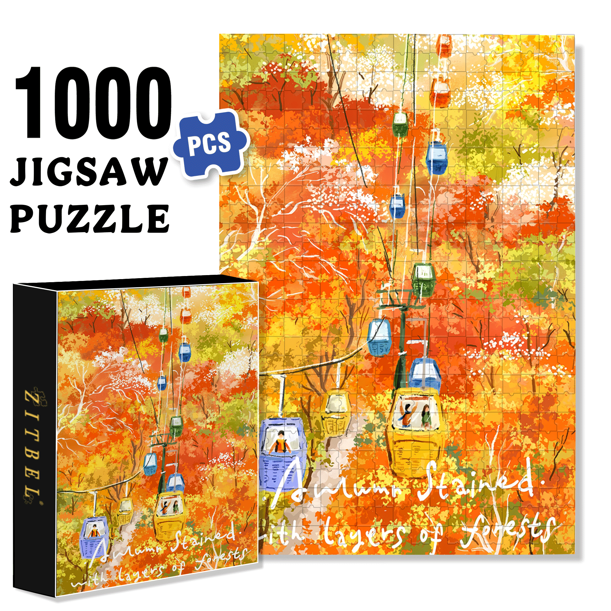 Record Autumn with Painting 2 500pcs/1000pcs Jigsaw Puzzle, Scratch-Resistant, Interactive Family Game & Brain-Boosting DIY Decor, Perfect for Halloween, Christmas & New Year Gifts, Family Puzzle Game
