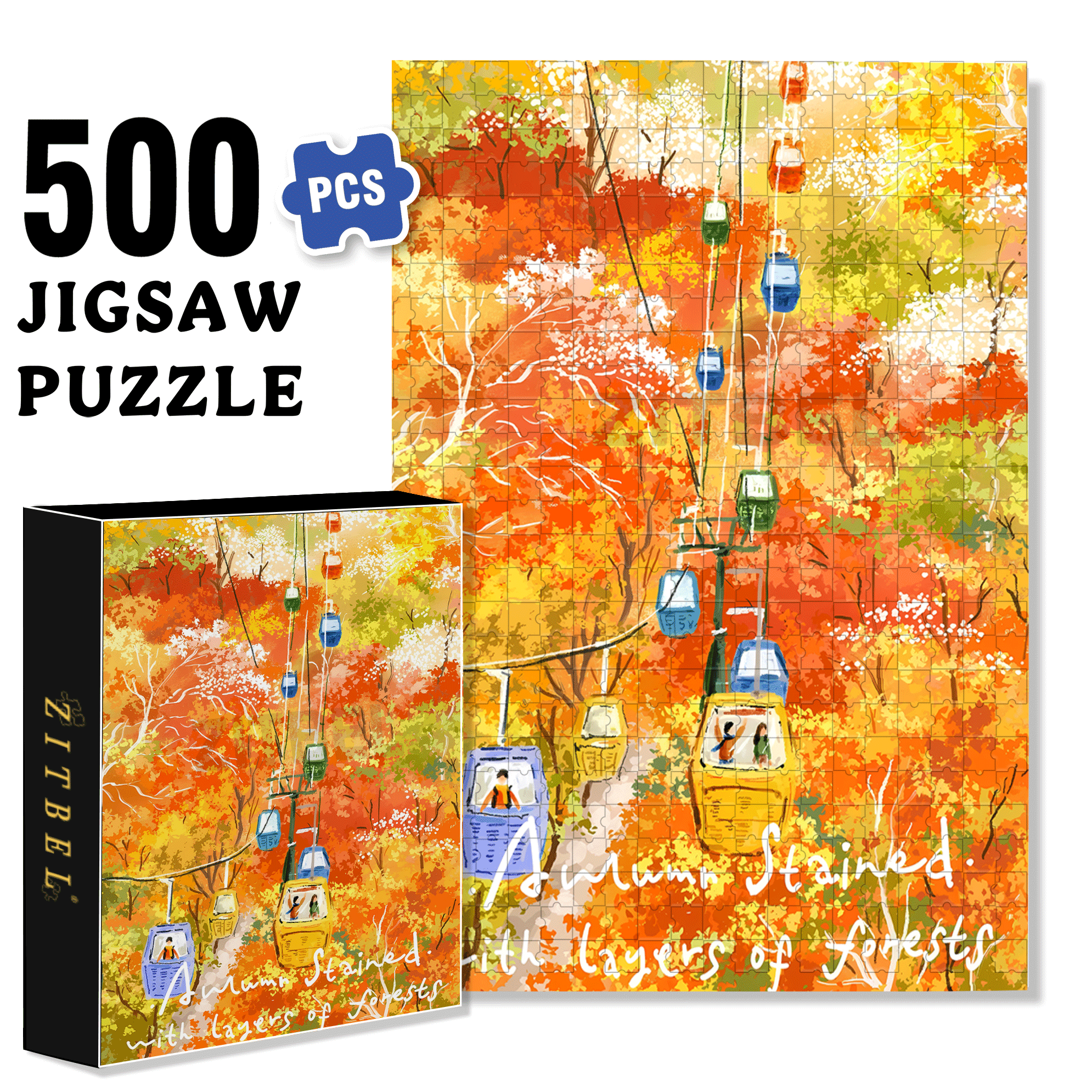 Record Autumn with Painting 2 500pcs/1000pcs Jigsaw Puzzle, Scratch-Resistant, Interactive Family Game & Brain-Boosting DIY Decor, Perfect for Halloween, Christmas & New Year Gifts, Family Puzzle Game