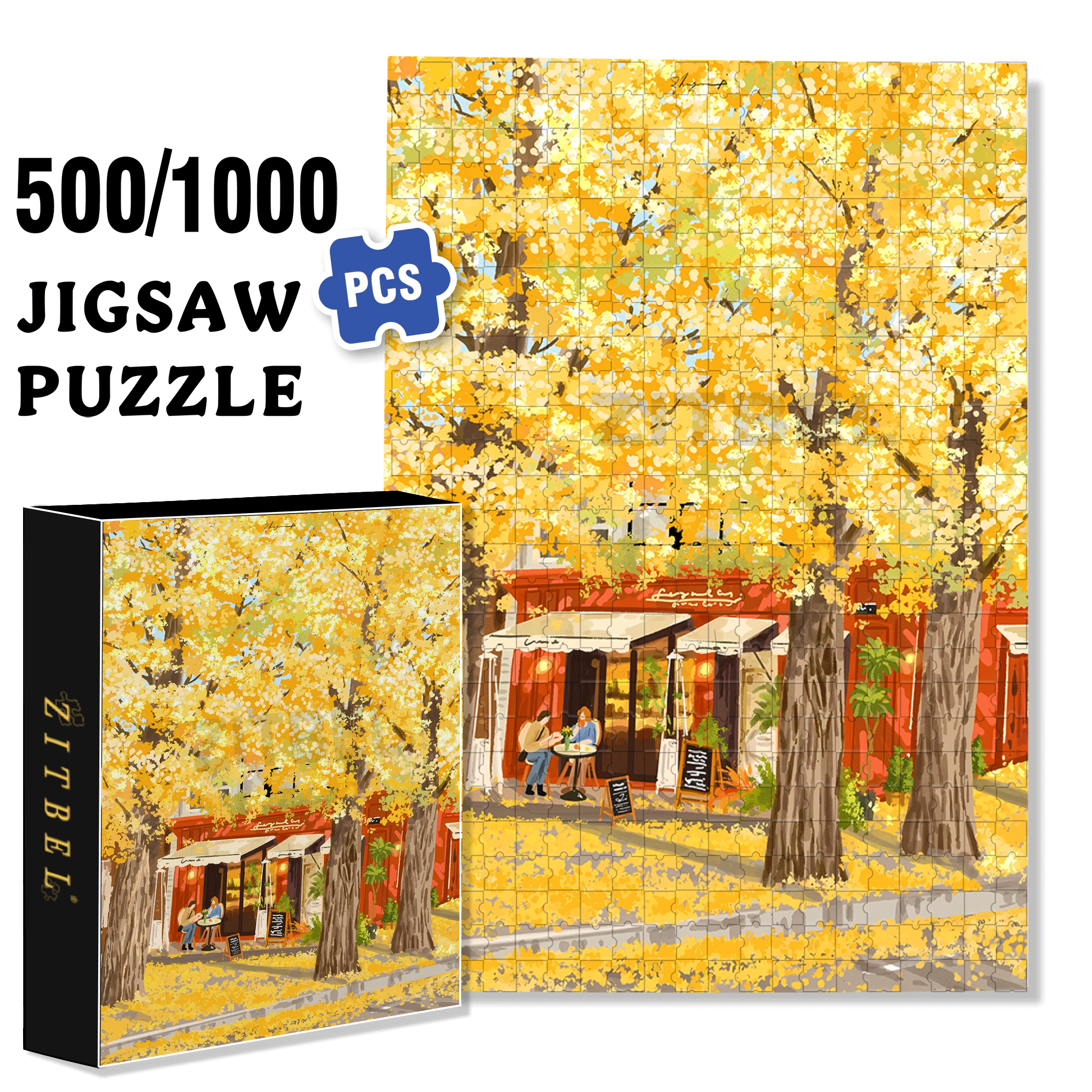 Record Autumn with Painting 3 500pcs/1000pcs Jigsaw Puzzle, Scratch-Resistant, Interactive Family Game & Brain-Boosting DIY Decor, Perfect for Halloween, Christmas & New Year Gifts, Family Puzzle Game