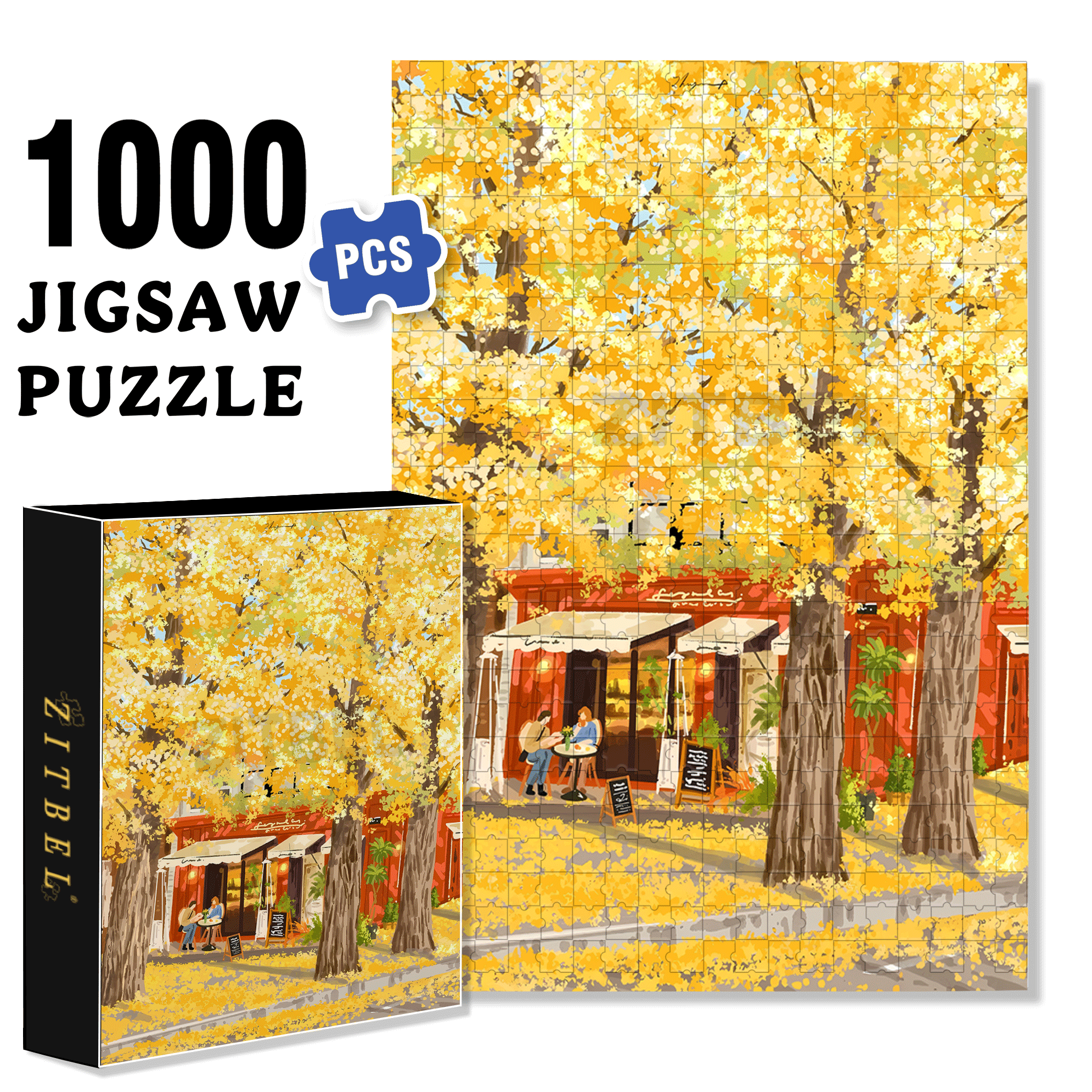 Record Autumn with Painting 3 500pcs/1000pcs Jigsaw Puzzle, Scratch-Resistant, Interactive Family Game & Brain-Boosting DIY Decor, Perfect for Halloween, Christmas & New Year Gifts, Family Puzzle Game