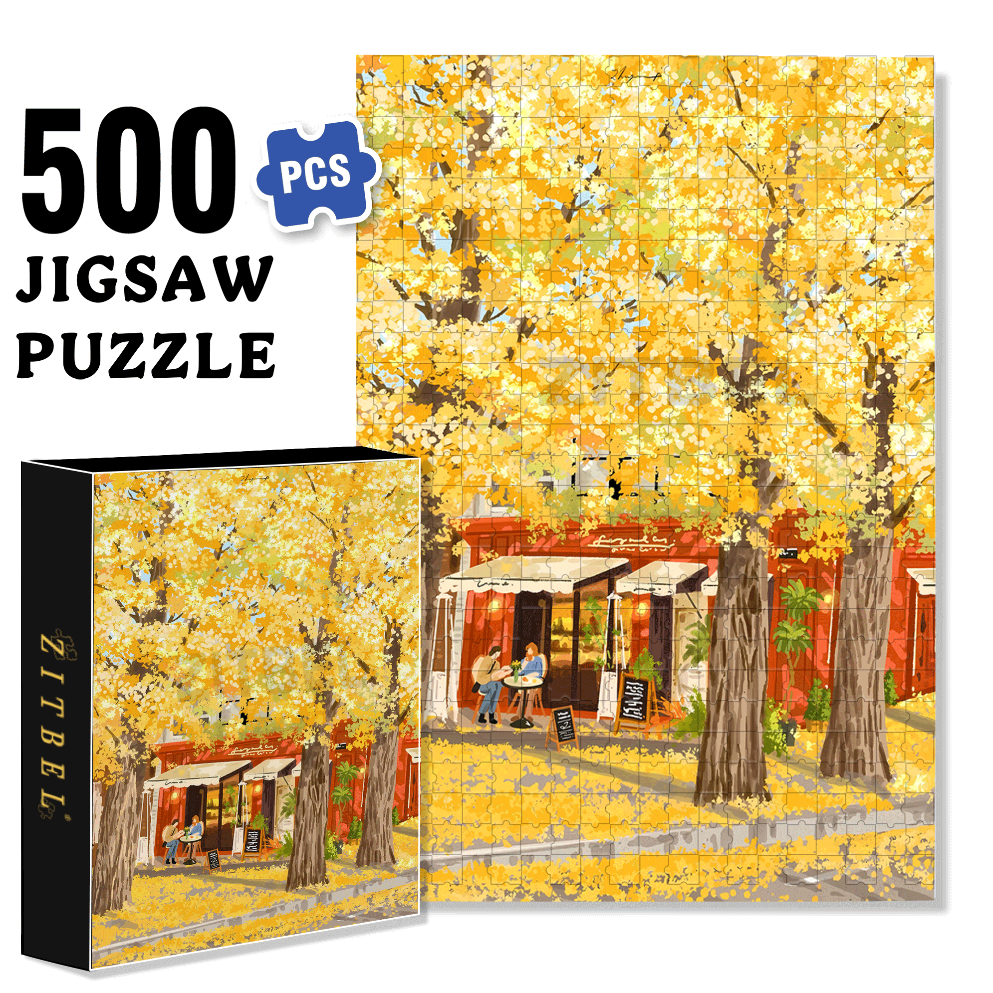 Record Autumn with Painting 3 500pcs/1000pcs Jigsaw Puzzle, Scratch-Resistant, Interactive Family Game & Brain-Boosting DIY Decor, Perfect for Halloween, Christmas & New Year Gifts, Family Puzzle Game