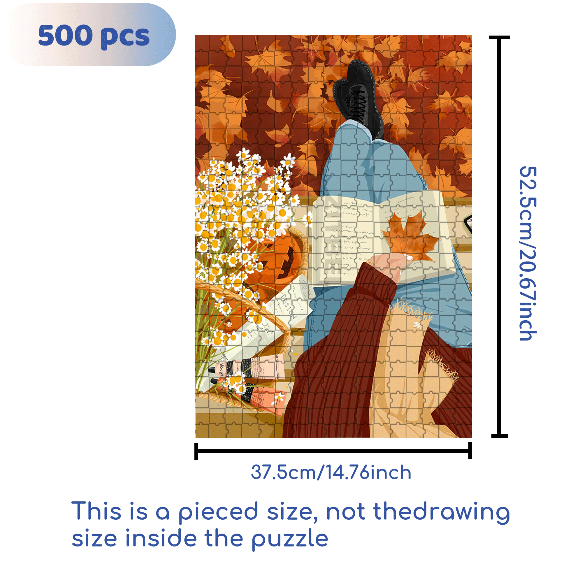 Autumn Maple Leaves 500pcs/1000pcs Jigsaw Puzzle, Scratch-Resistant, Interactive Family Game & Brain-Boosting DIY Decor, Perfect for Halloween, Christmas & New Year Gifts, Family Puzzle Game