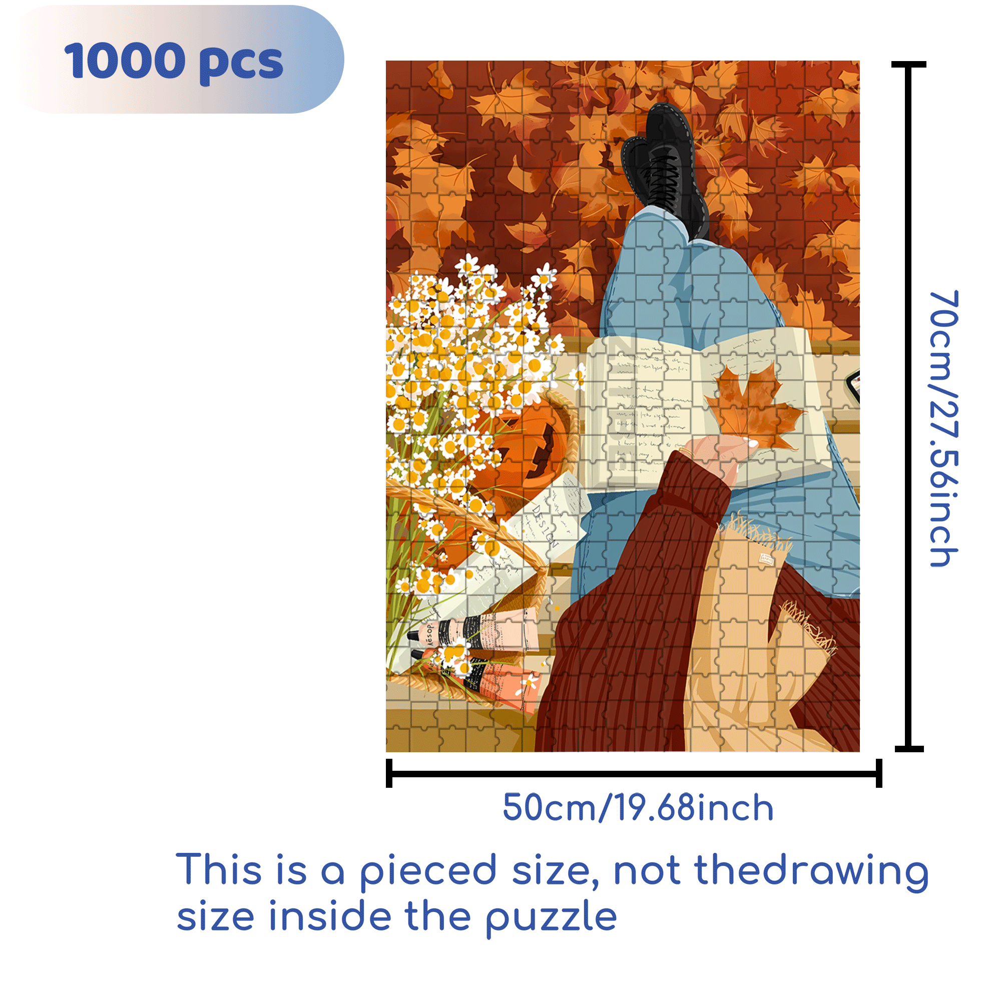 Autumn Maple Leaves 500pcs/1000pcs Jigsaw Puzzle, Scratch-Resistant, Interactive Family Game & Brain-Boosting DIY Decor, Perfect for Halloween, Christmas & New Year Gifts, Family Puzzle Game