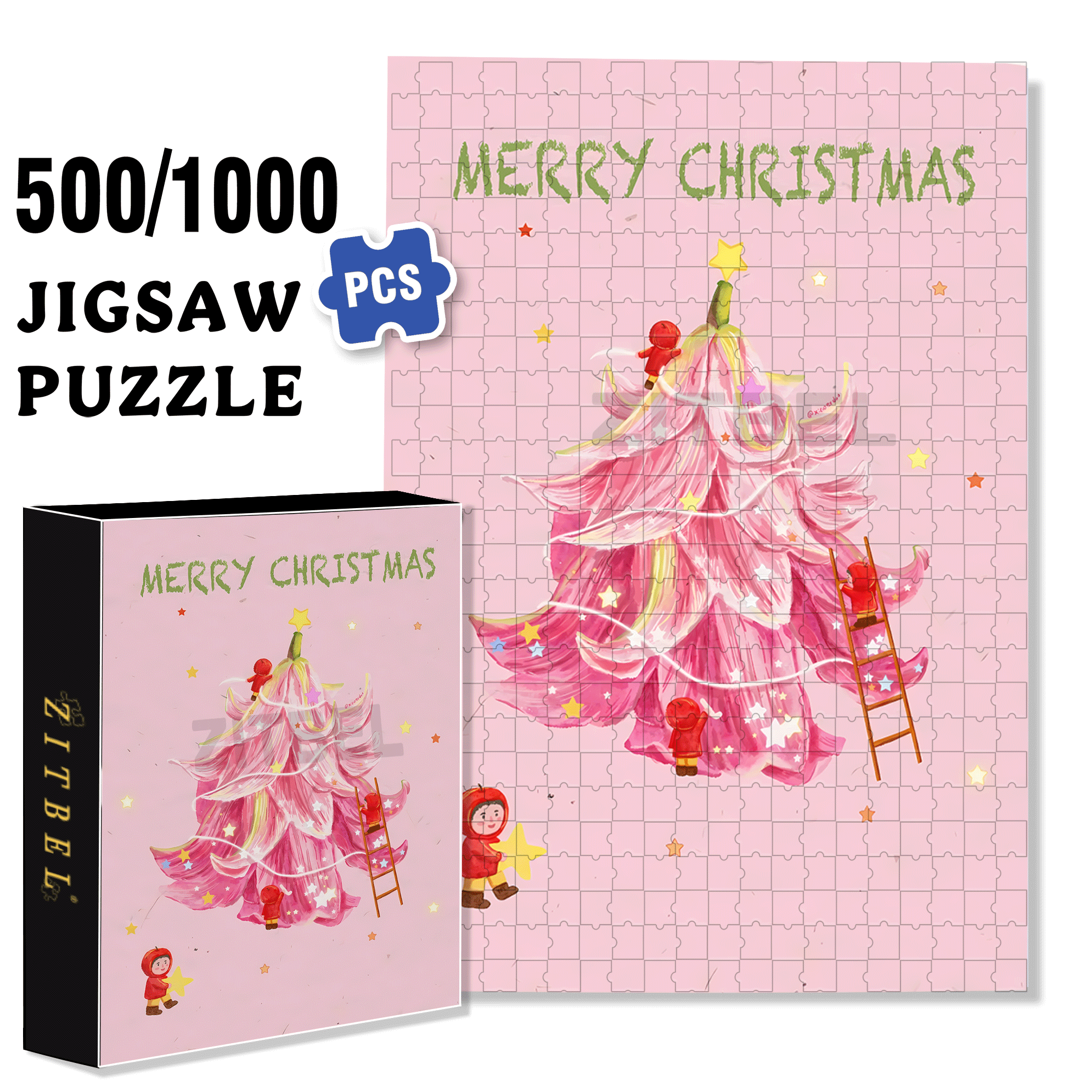 Christmas Elves 500pcs/1000pcs Jigsaw Puzzle, Scratch-Resistant, Interactive Family Game & Brain-Boosting DIY Decor, Perfect for Halloween, Christmas & New Year Gifts, Family Puzzle Game