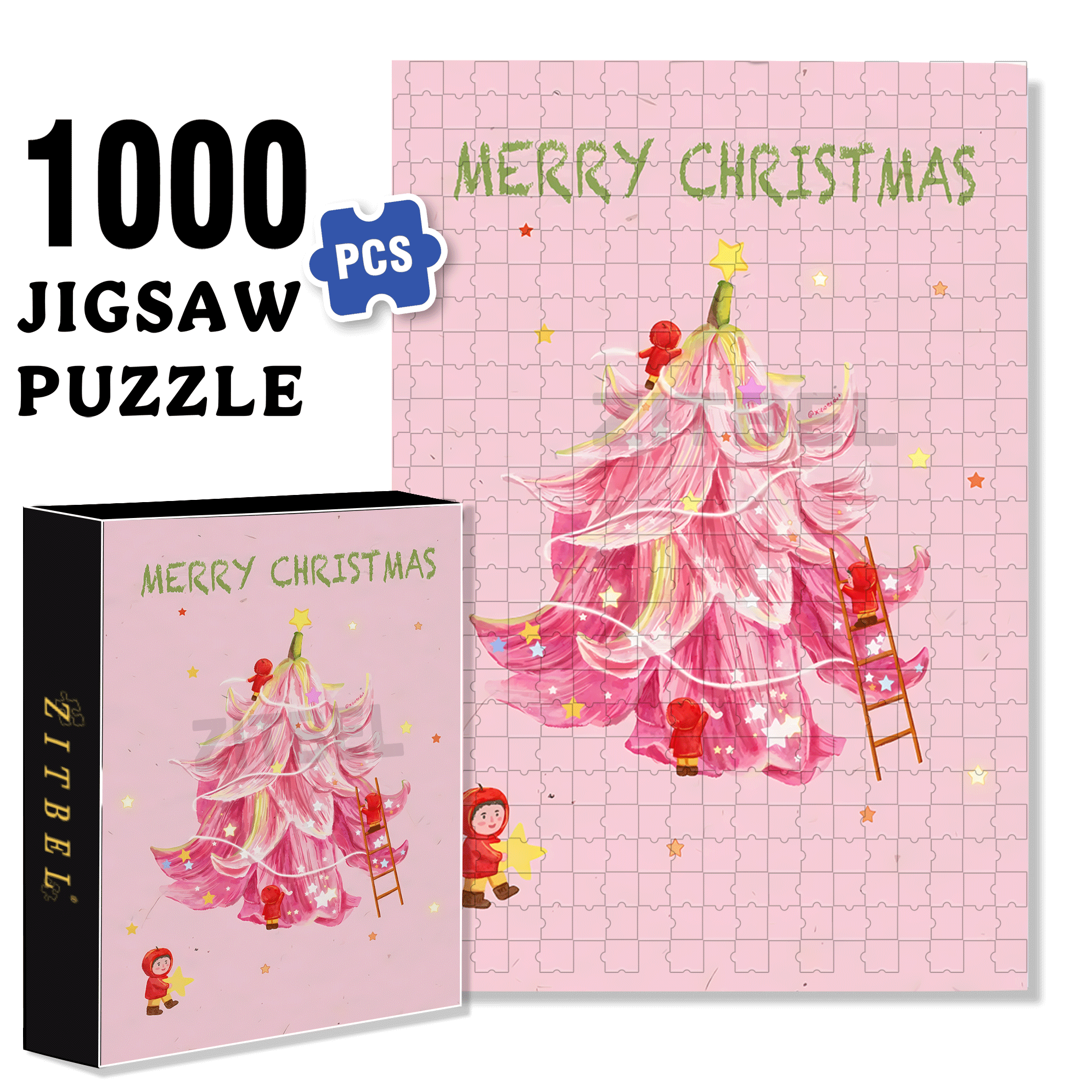 Christmas Elves 500pcs/1000pcs Jigsaw Puzzle, Scratch-Resistant, Interactive Family Game & Brain-Boosting DIY Decor, Perfect for Halloween, Christmas & New Year Gifts, Family Puzzle Game
