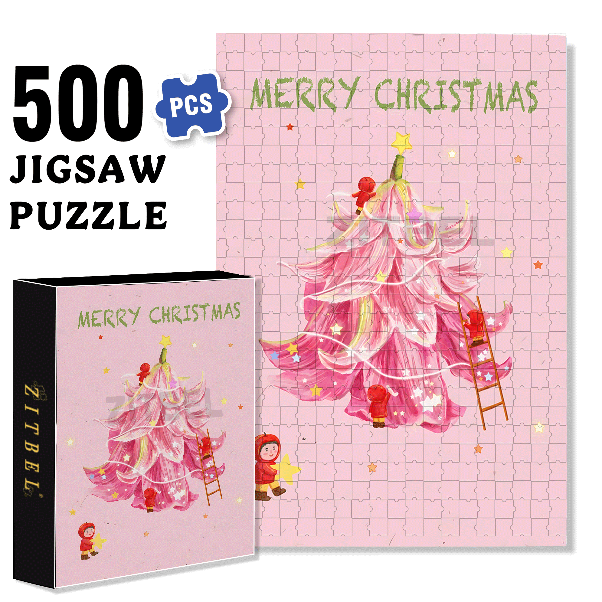 Christmas Elves 500pcs/1000pcs Jigsaw Puzzle, Scratch-Resistant, Interactive Family Game & Brain-Boosting DIY Decor, Perfect for Halloween, Christmas & New Year Gifts, Family Puzzle Game
